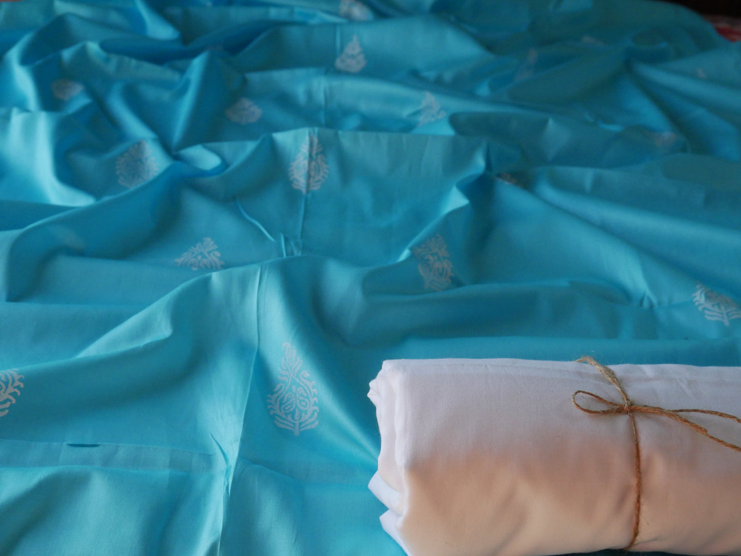 Blue handblock kurta pajama for men