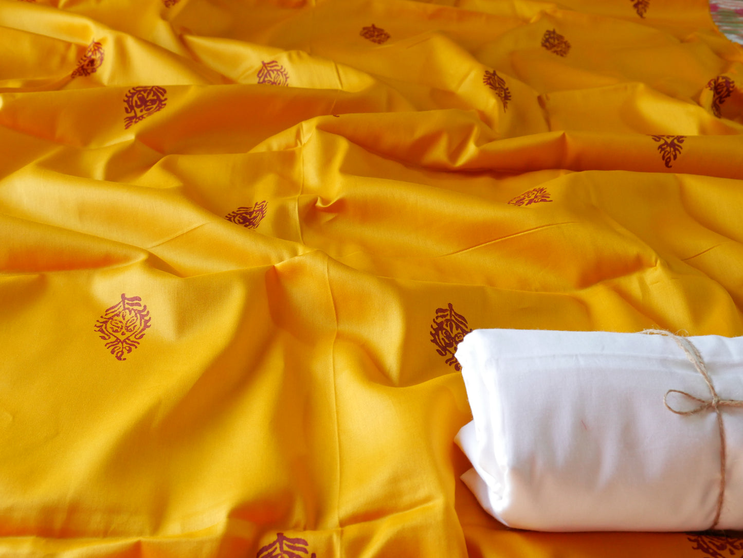 Yellow handblock kurta for men