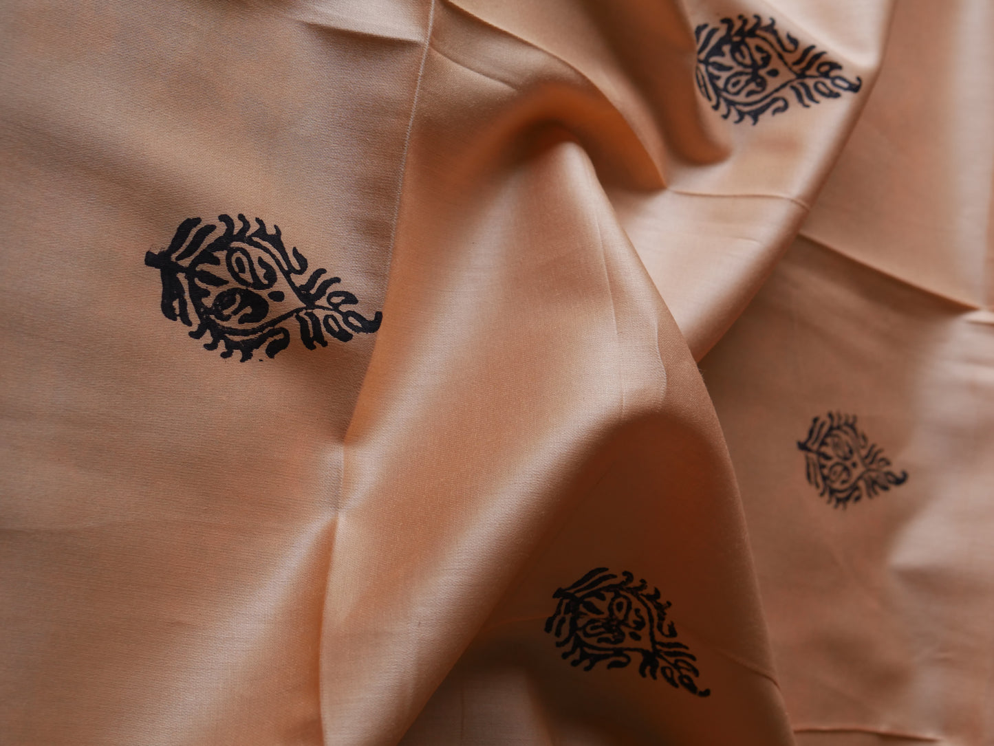 Peach handblock pure cotton kurta for men.