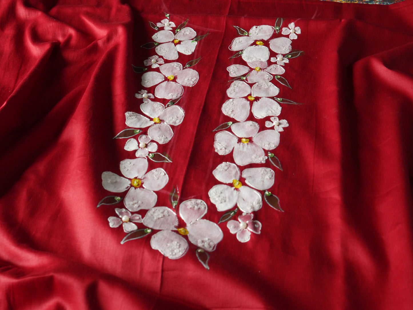 Handpainted mehroon red pure cotton kurta for men