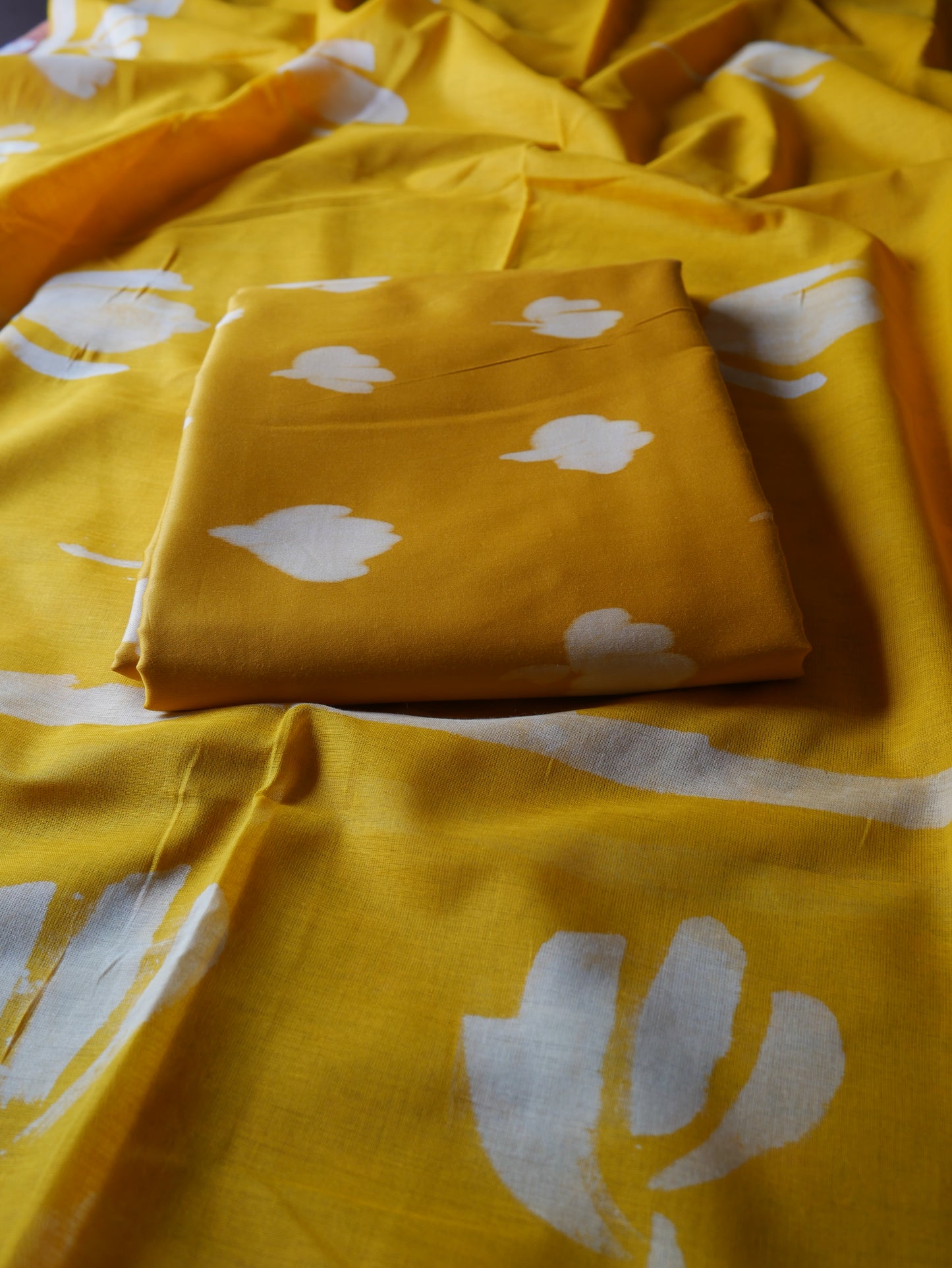 Yellow pure jam cotton shibori handblock suit
