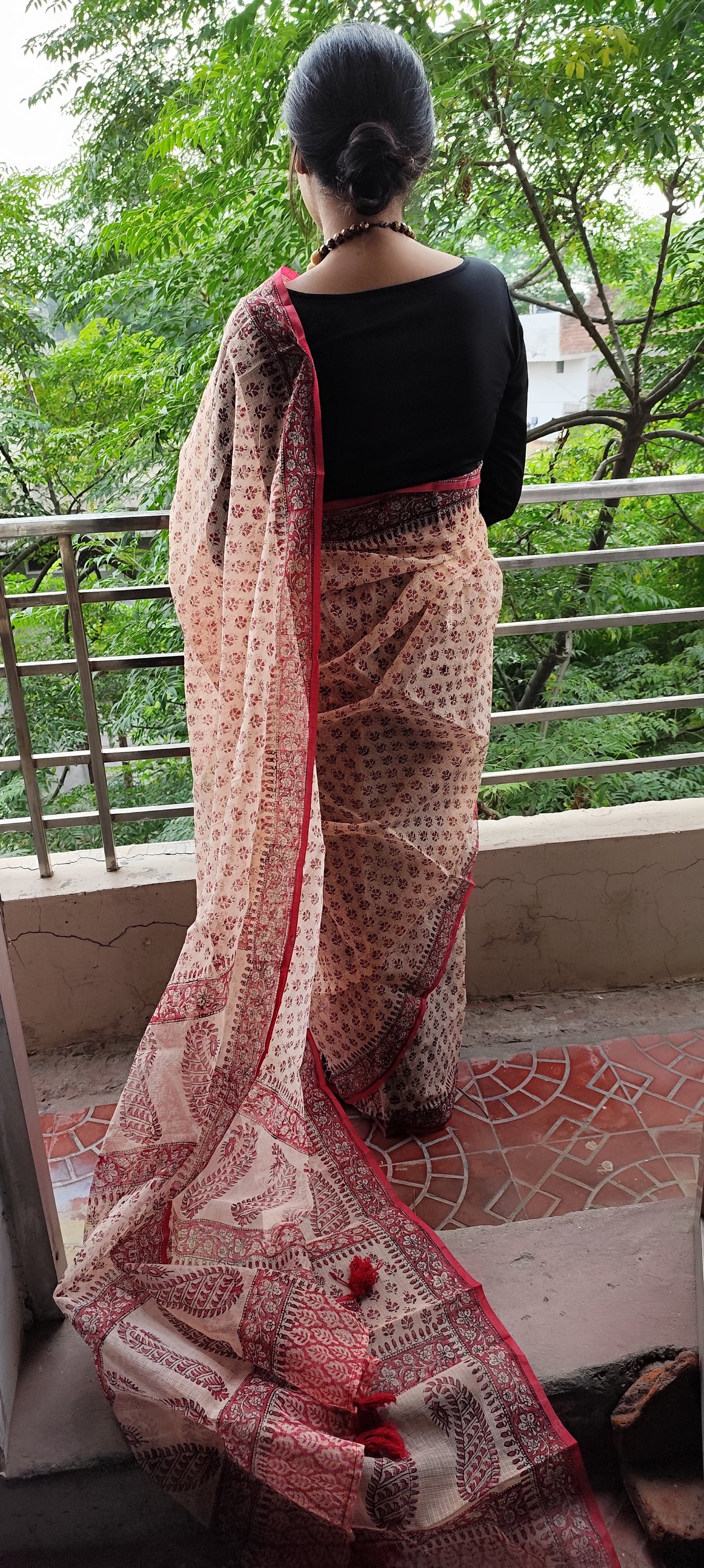 Red Hand block pure kota saree