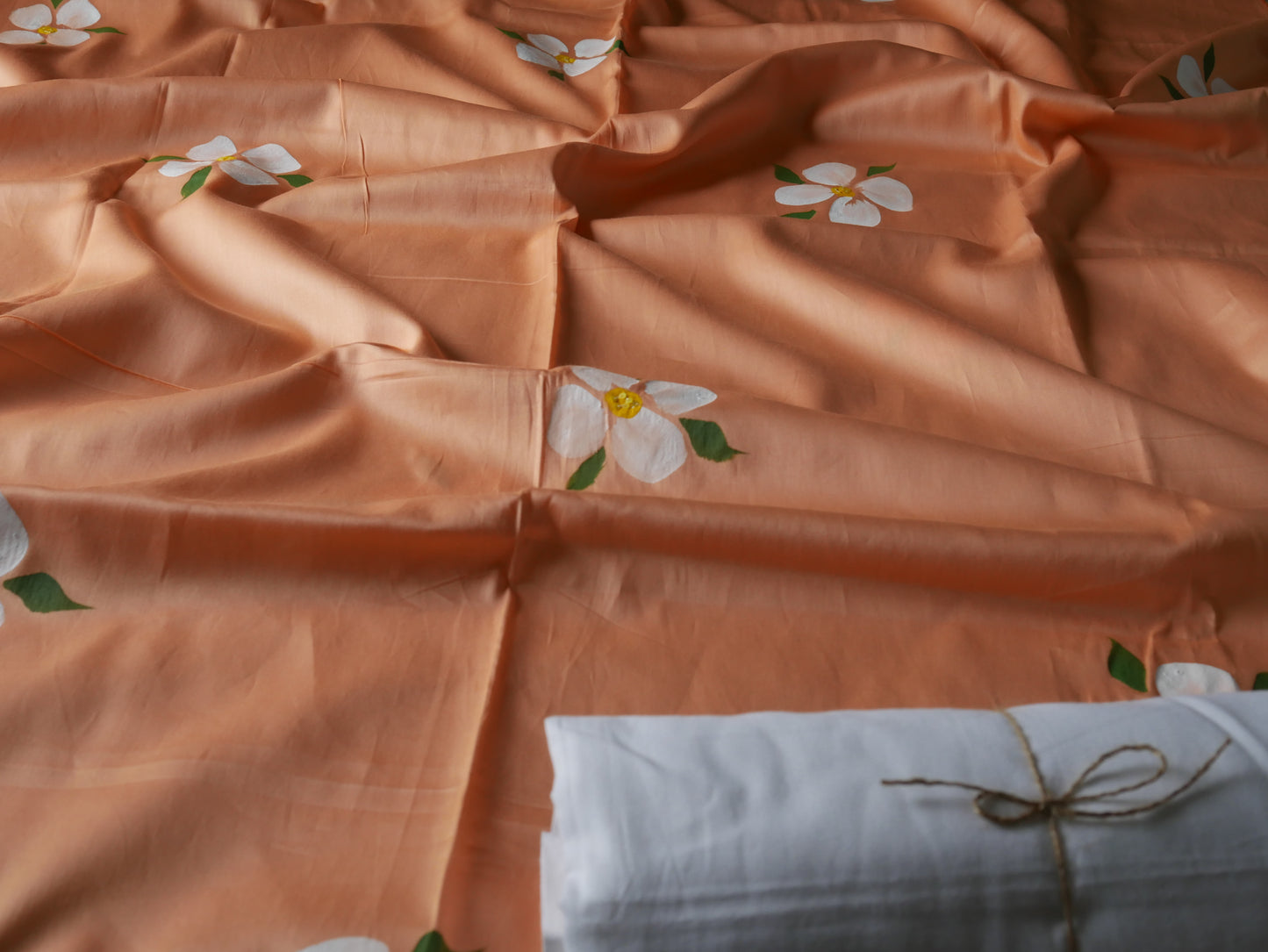 Handpainted peach pure cotton kurtas for men