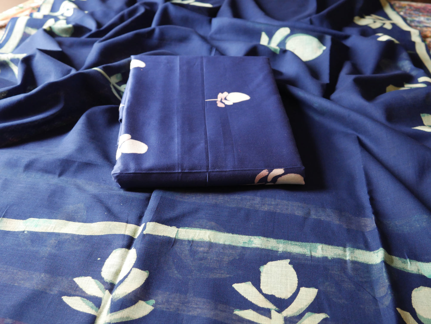 Royal Blue pure cotton handblock shibori suit