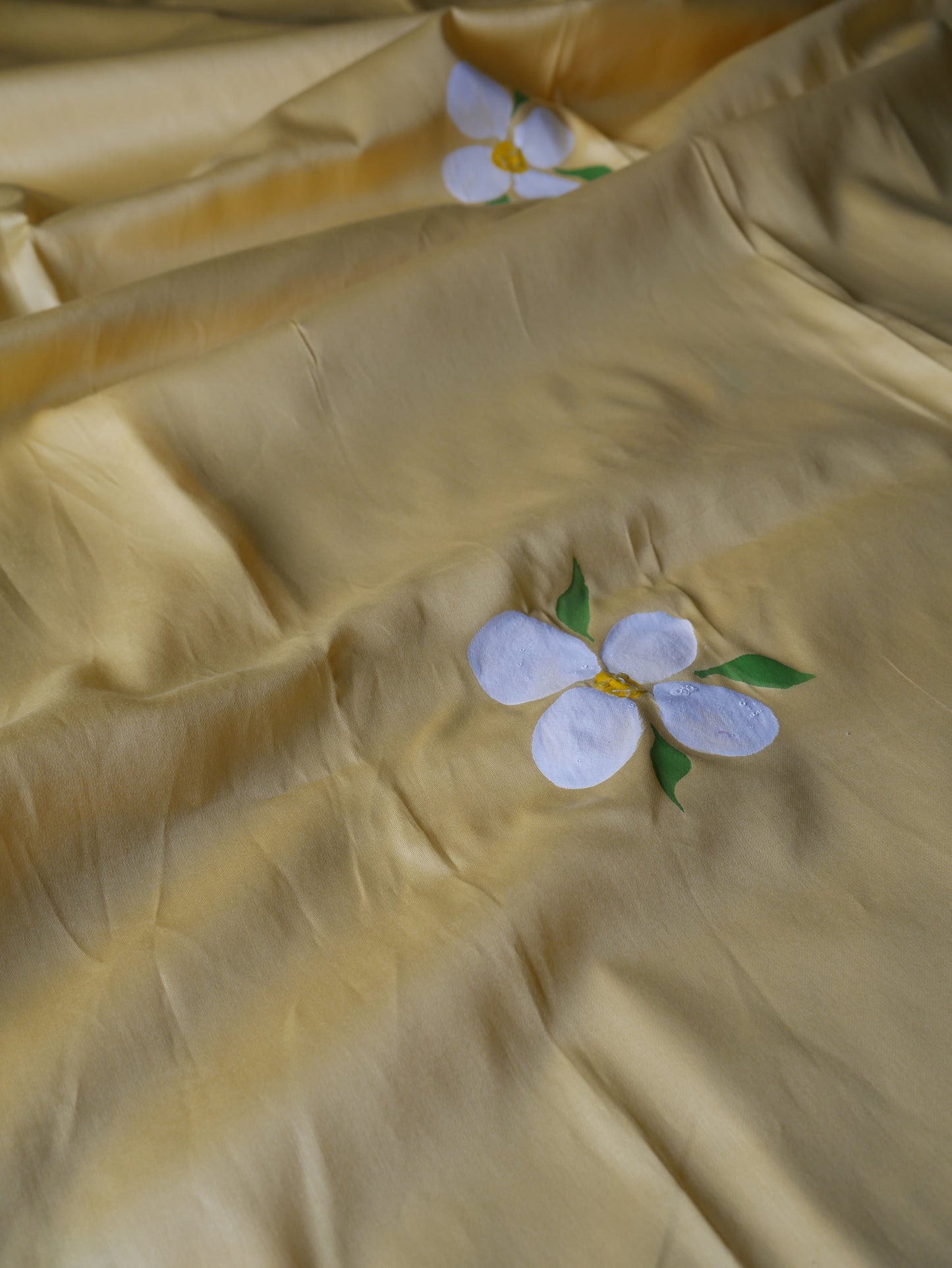 Handpainted yellow pure cotton kurta for men