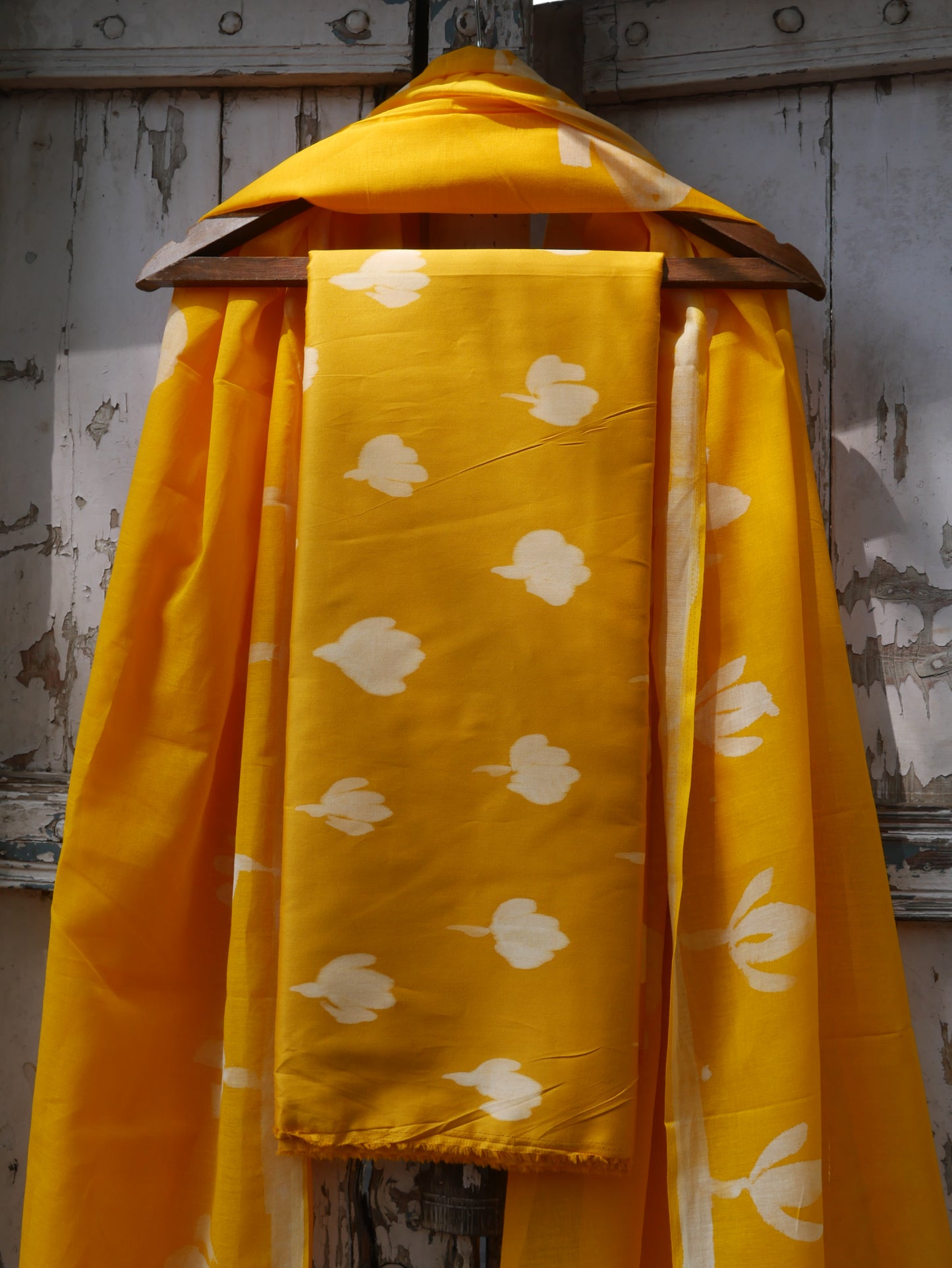 Yellow pure jam cotton shibori handblock suit