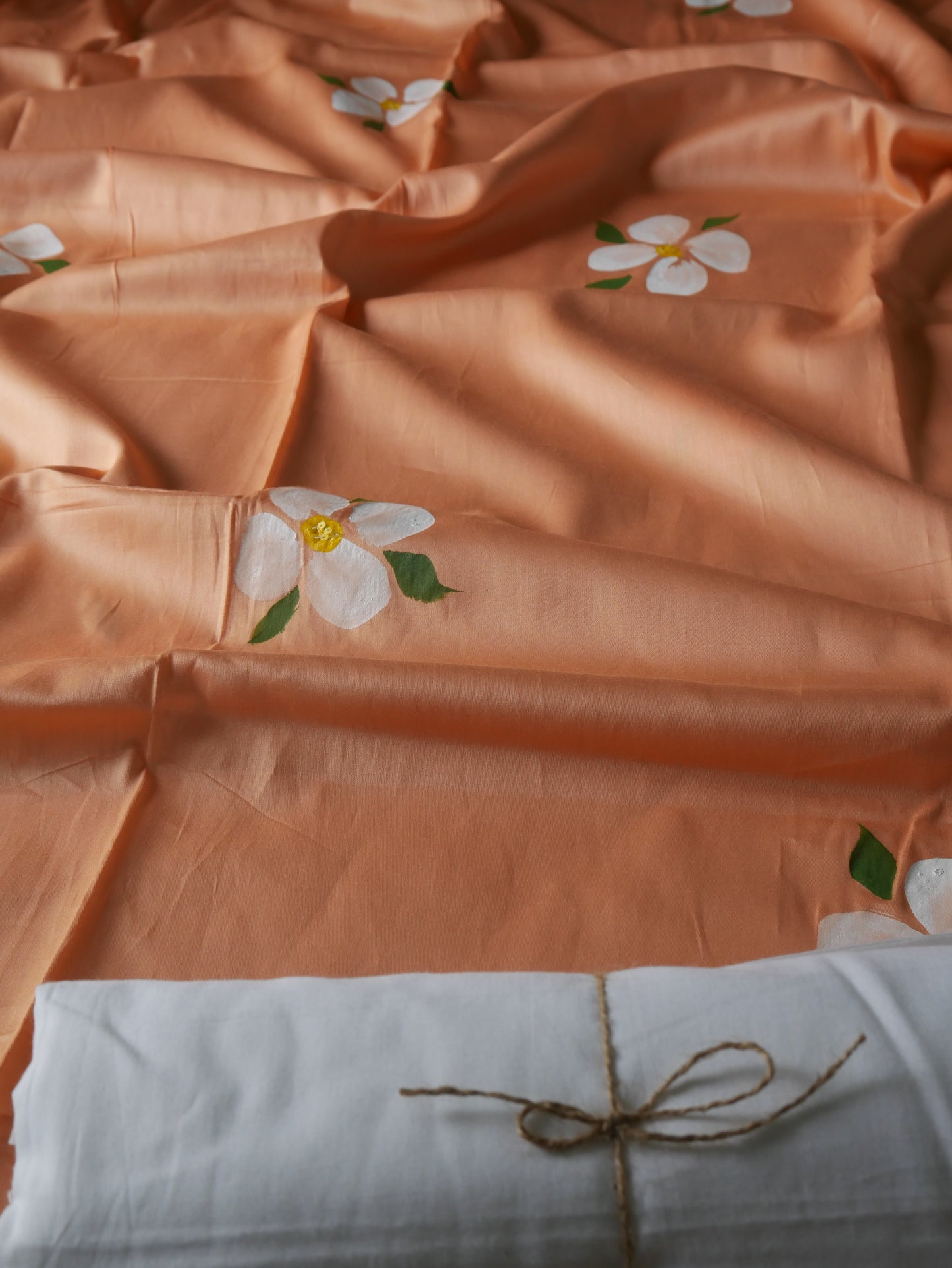 Handpainted peach pure cotton kurtas for men
