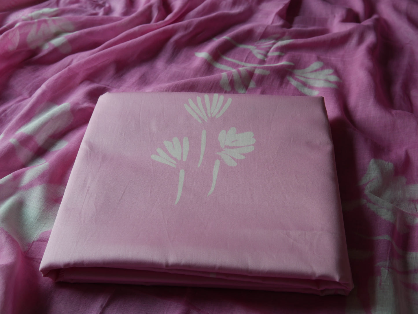Pink pure cotton handblock shibori suit