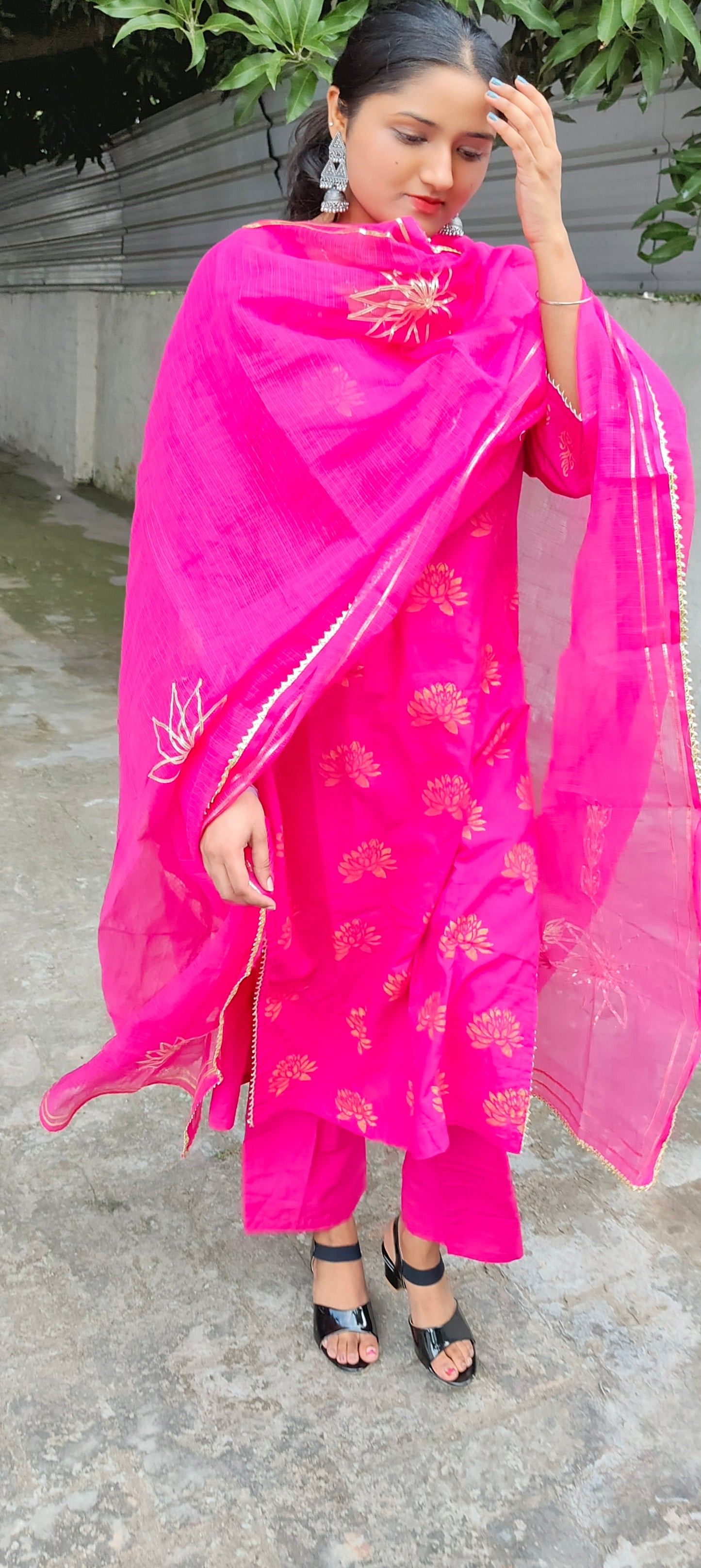 Handblock ready made Mergentta pure cotton suit