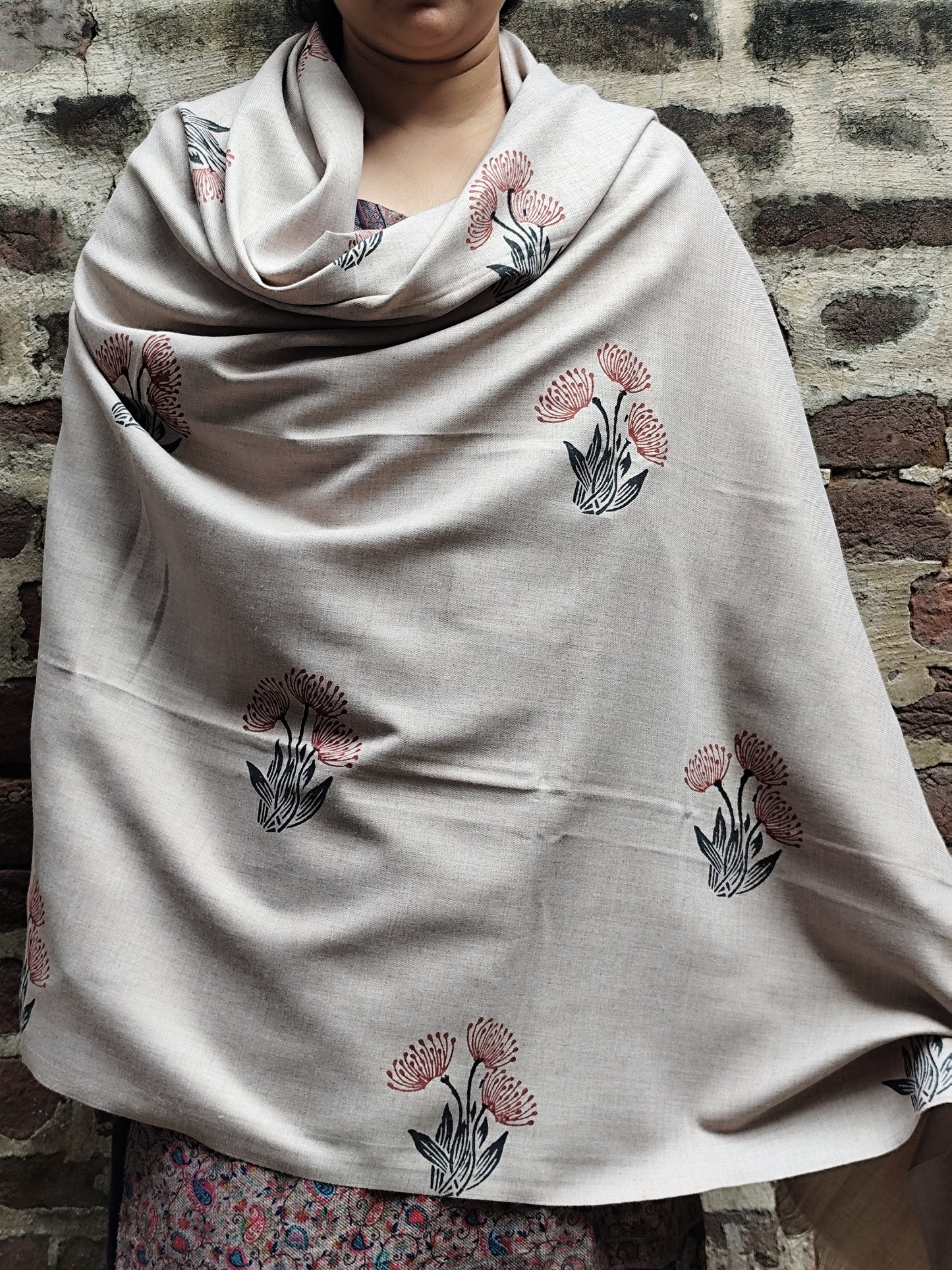 Handblock winter shawls