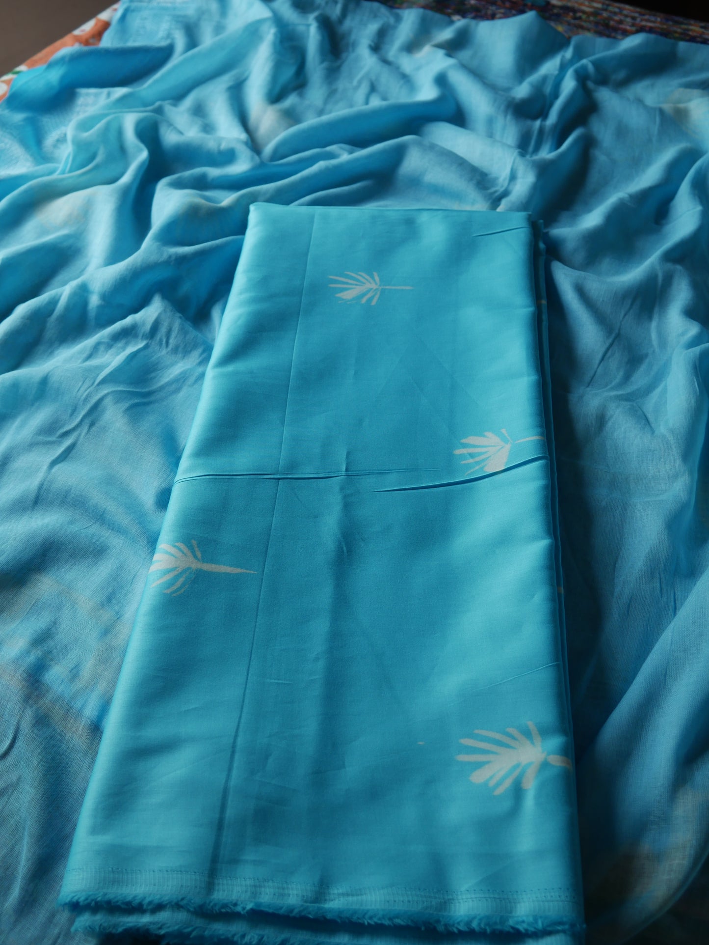 Blue pure cotton handblock shibori suit