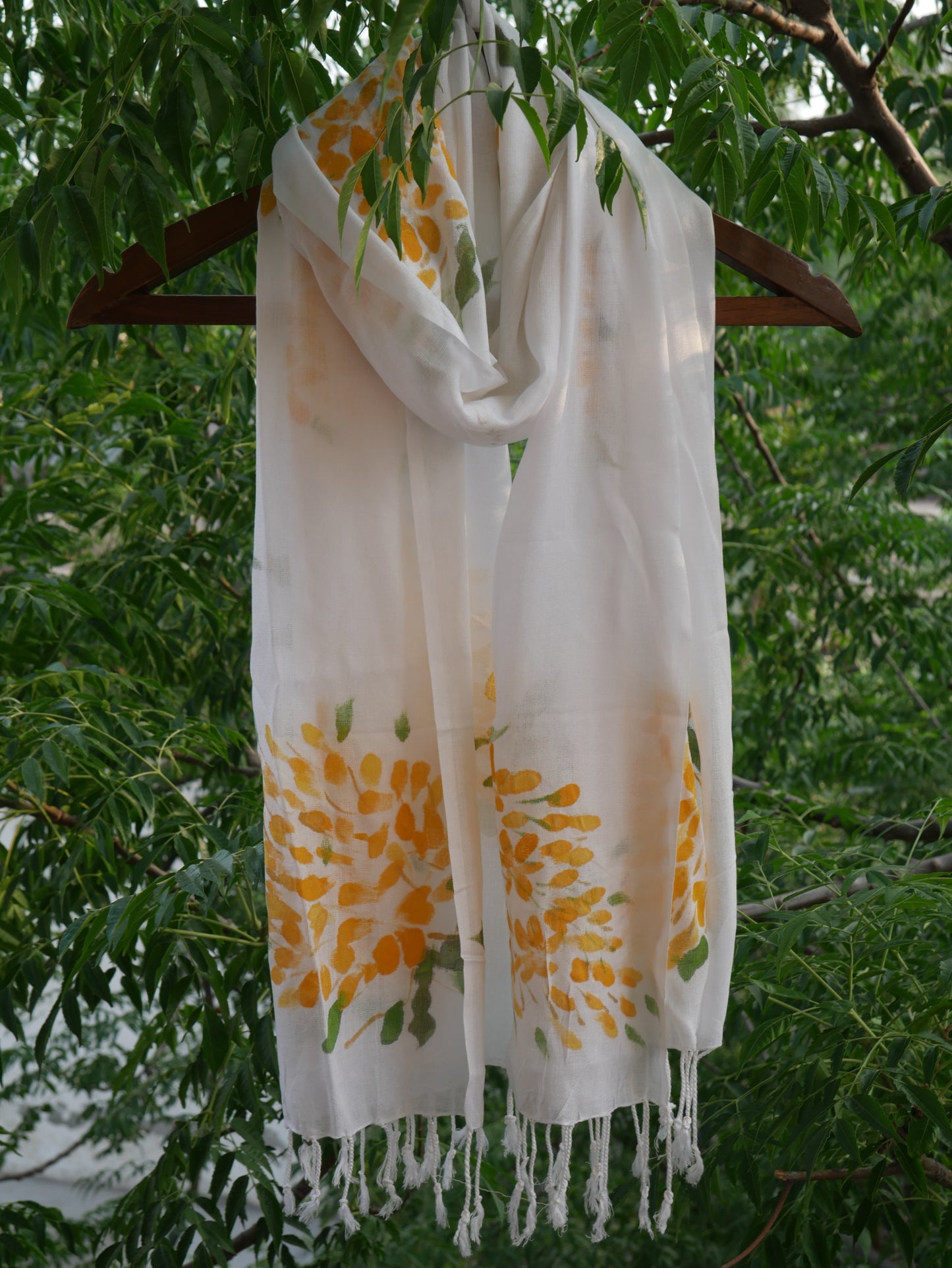 Hand painted amaltas scarf