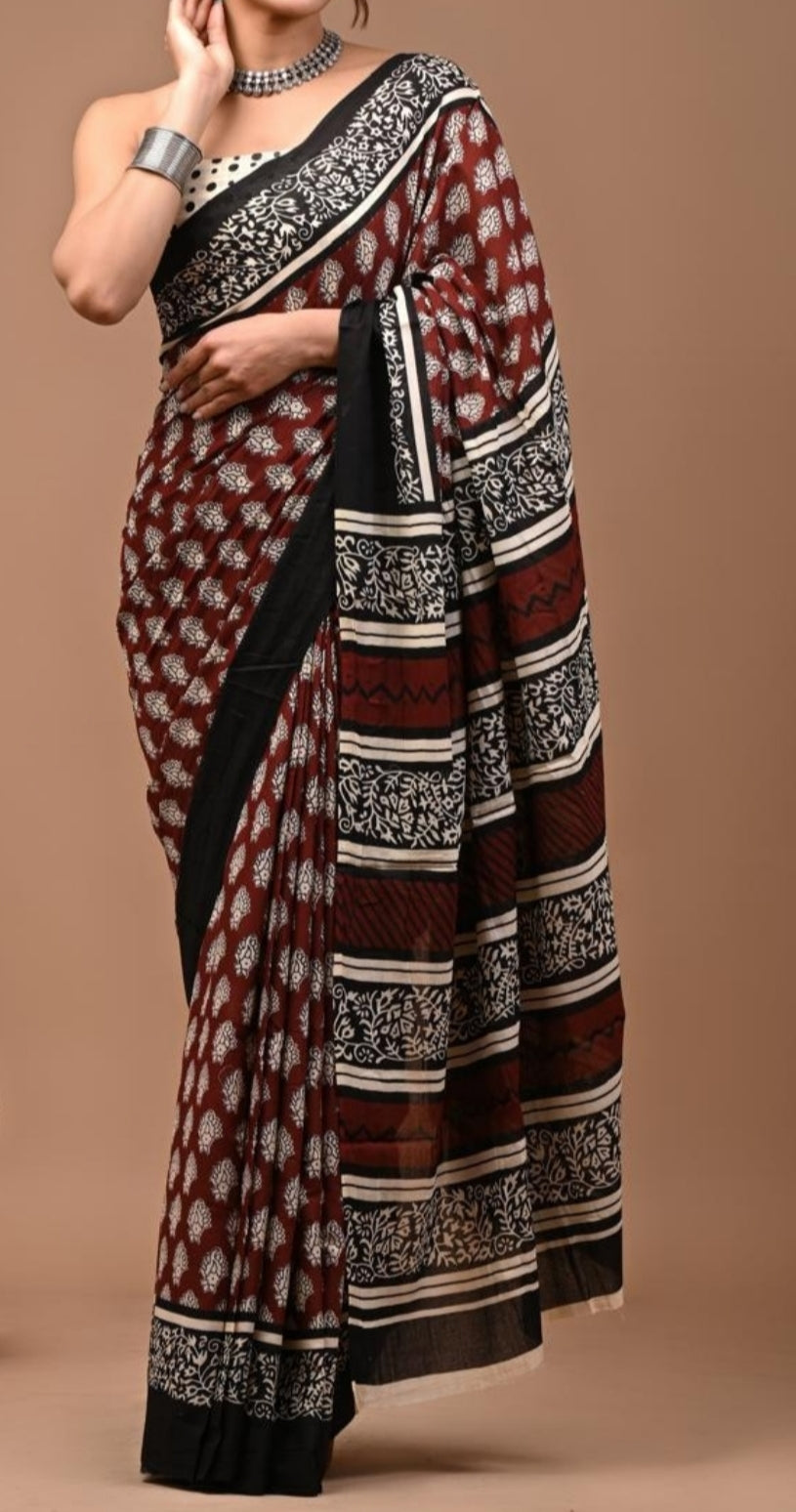 Hand Block Saree