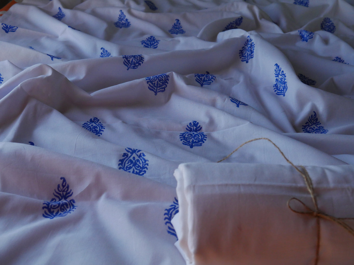 White handblock kurta pajama for men