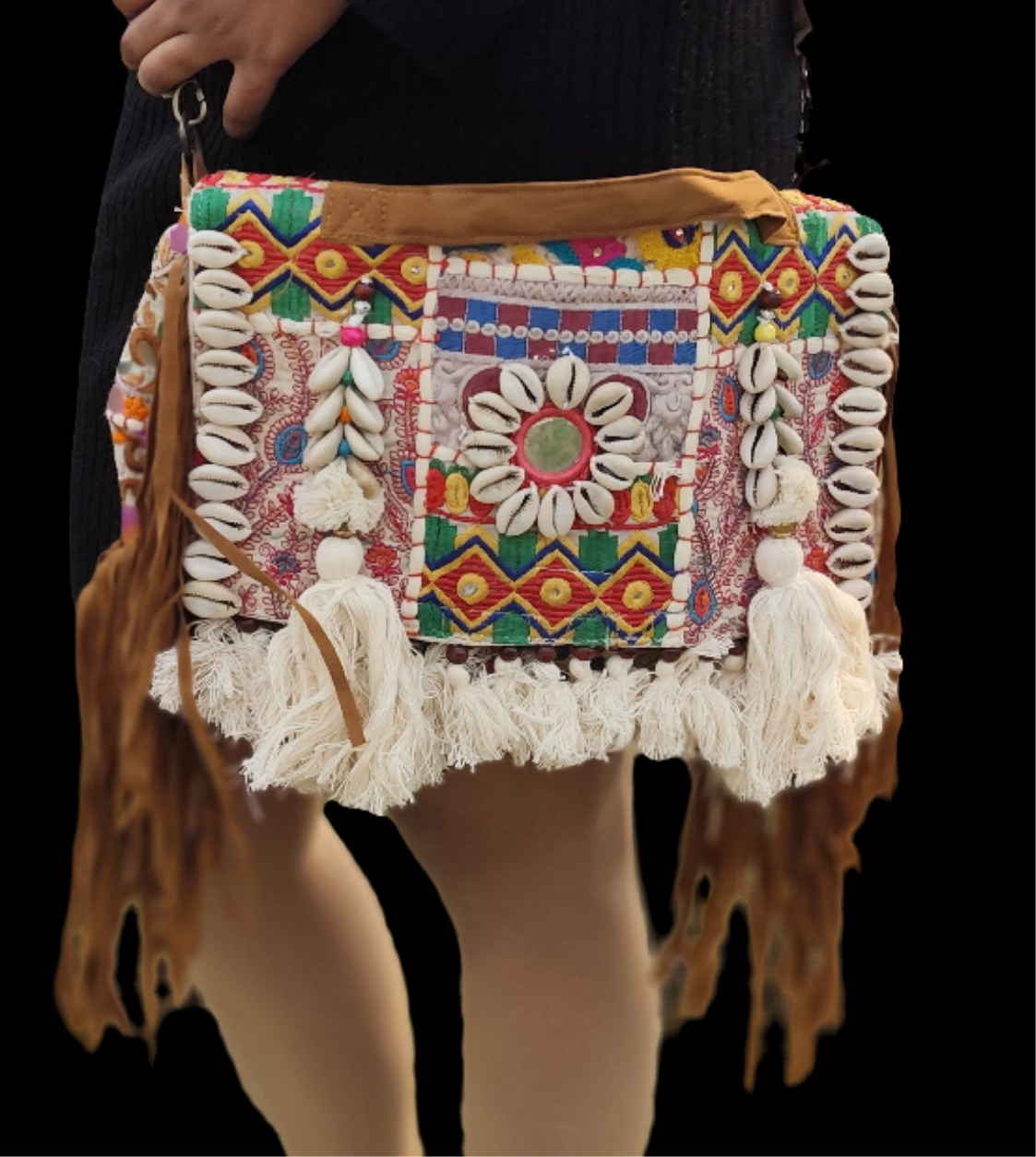 White boho banjara  sling bag