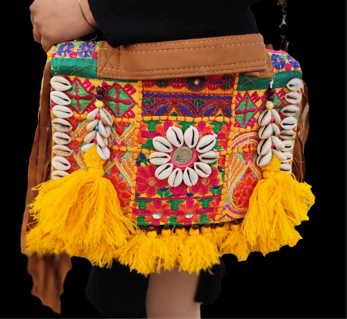 Yellow boho banjara sling bag