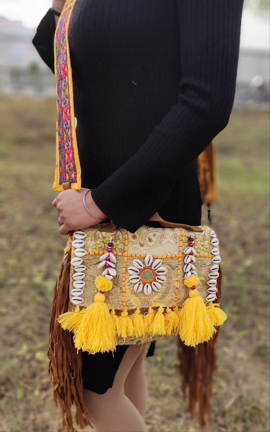 Lemon yellow boho banjara bag