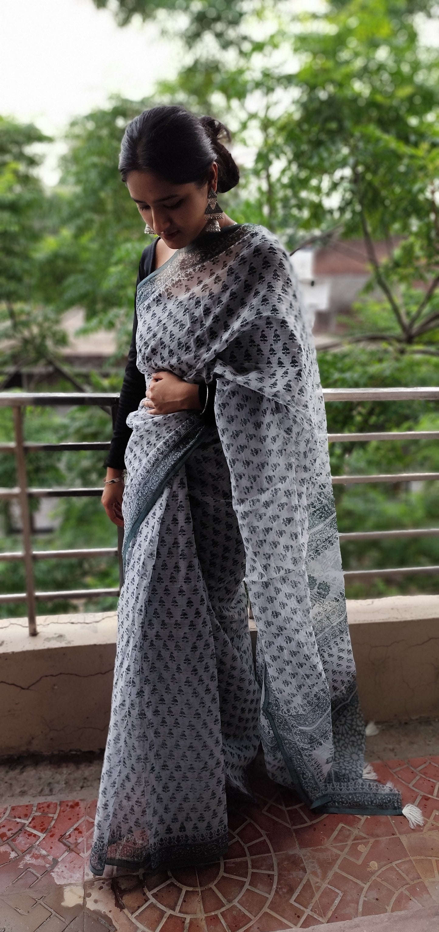 Handblock saree