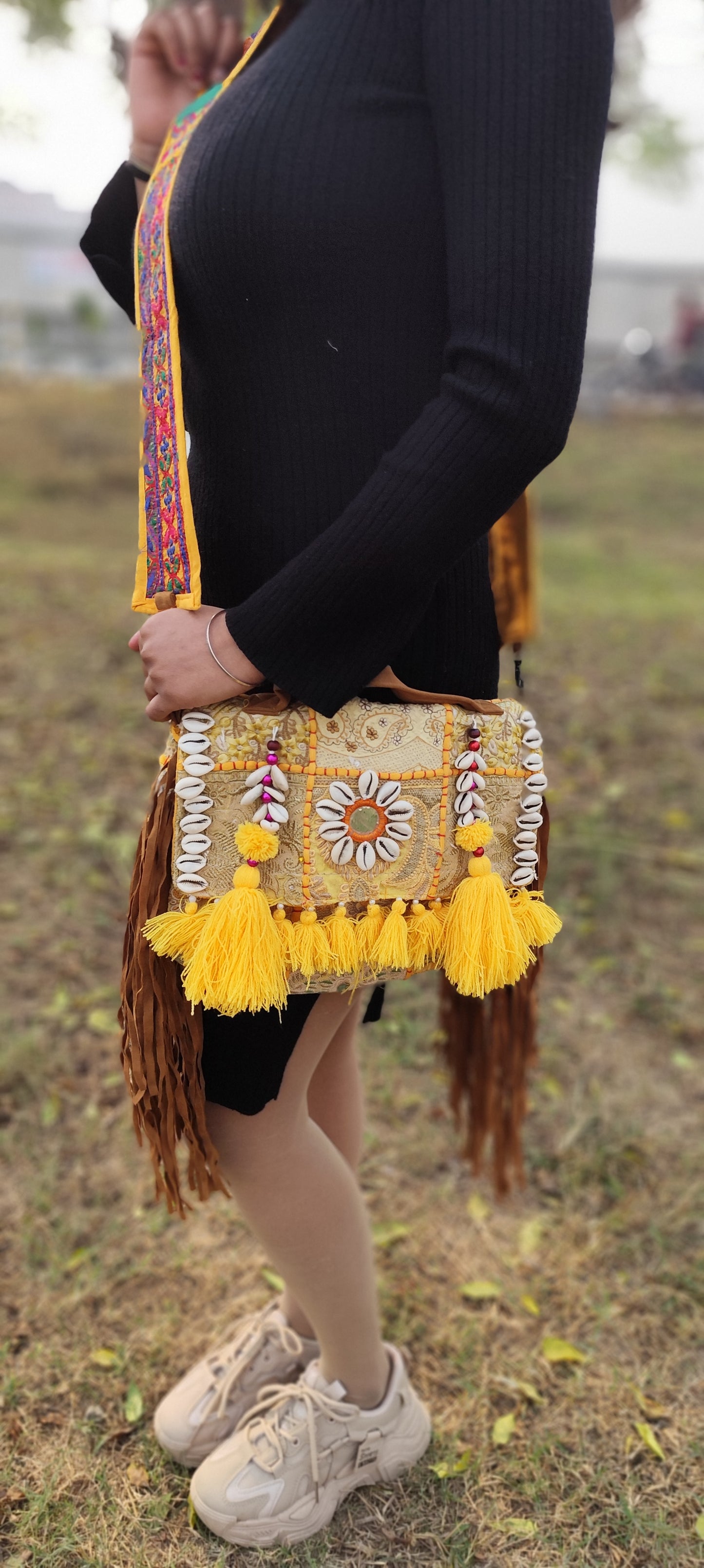 Lemon yellow boho banjara bag