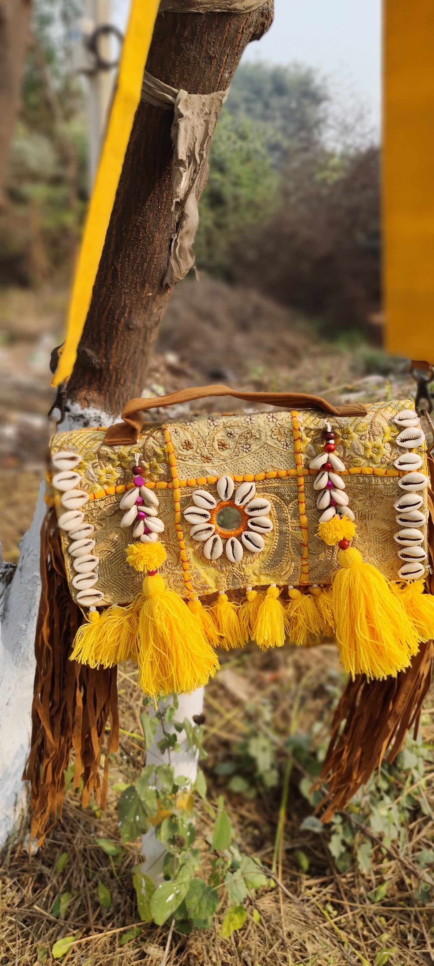 Lemon yellow boho banjara bag