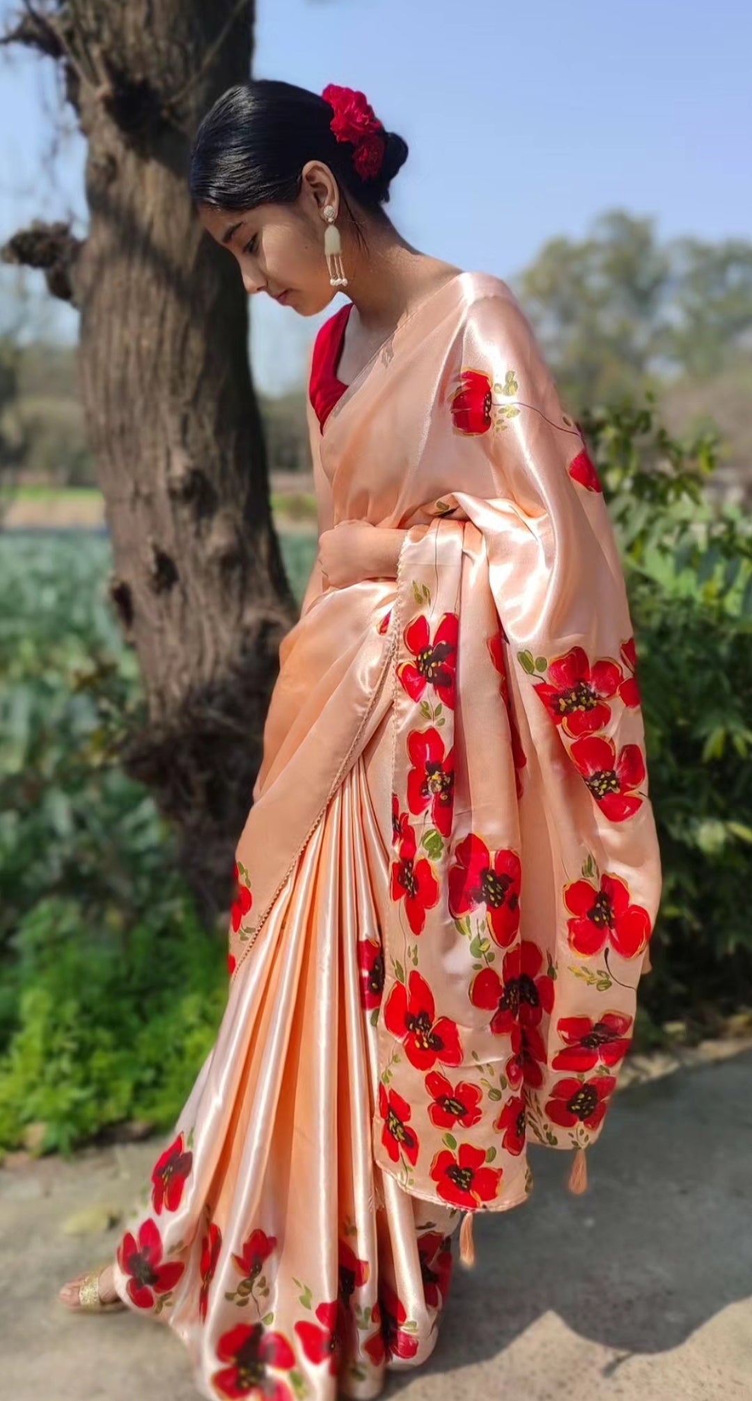 Hand-painted silk saree