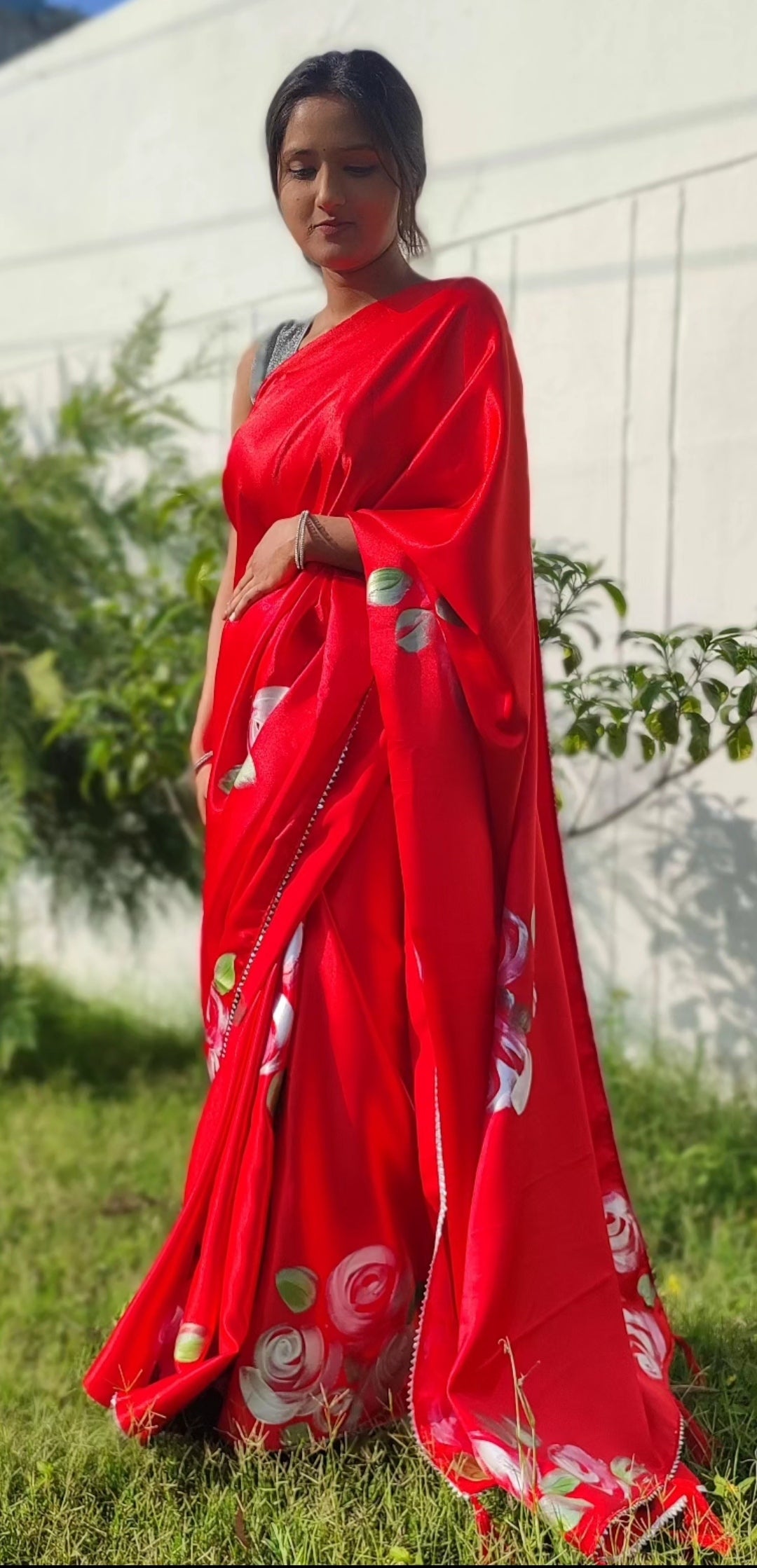 Hand-painted silk saree