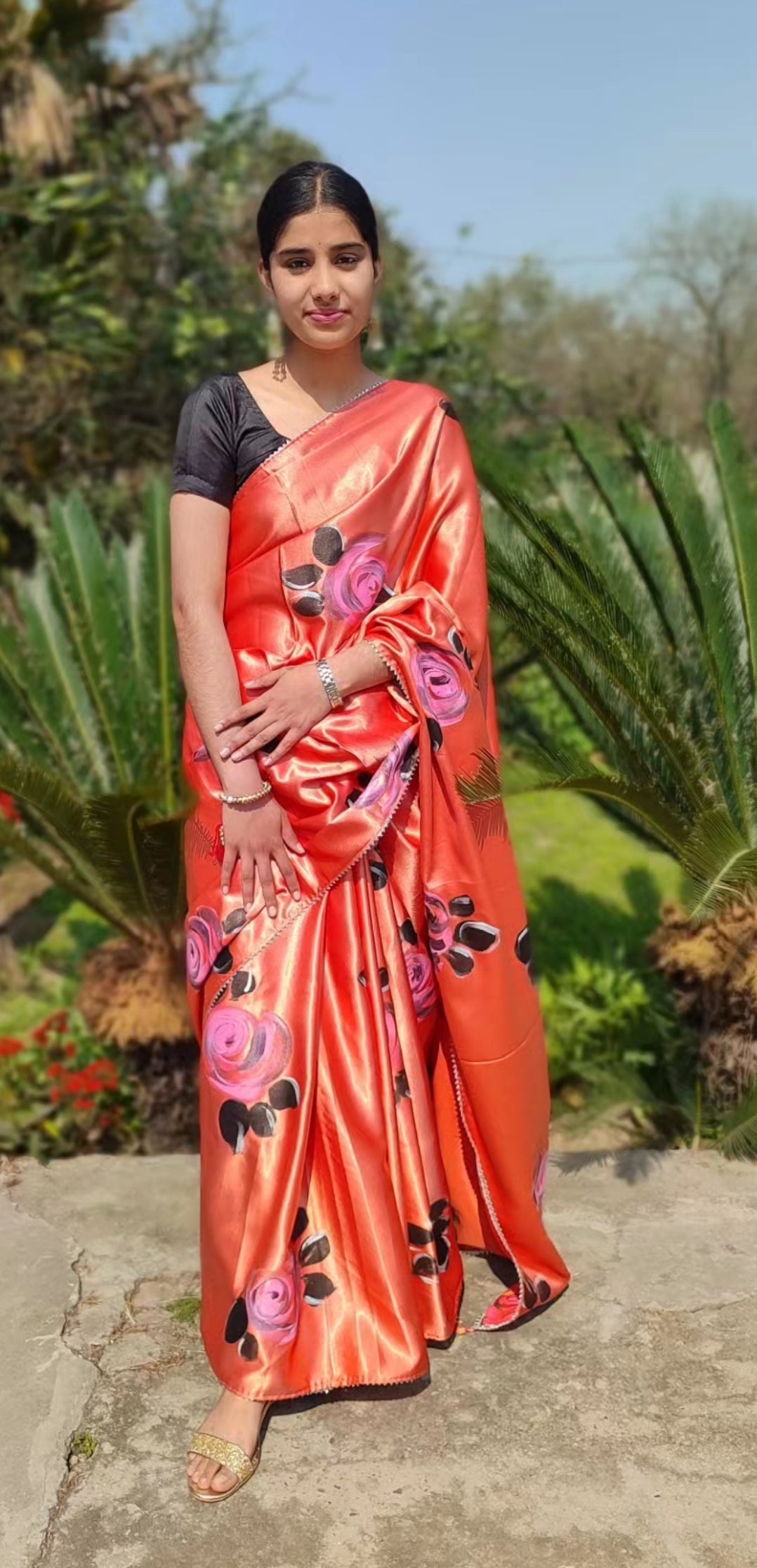 Hand-painted silk saree