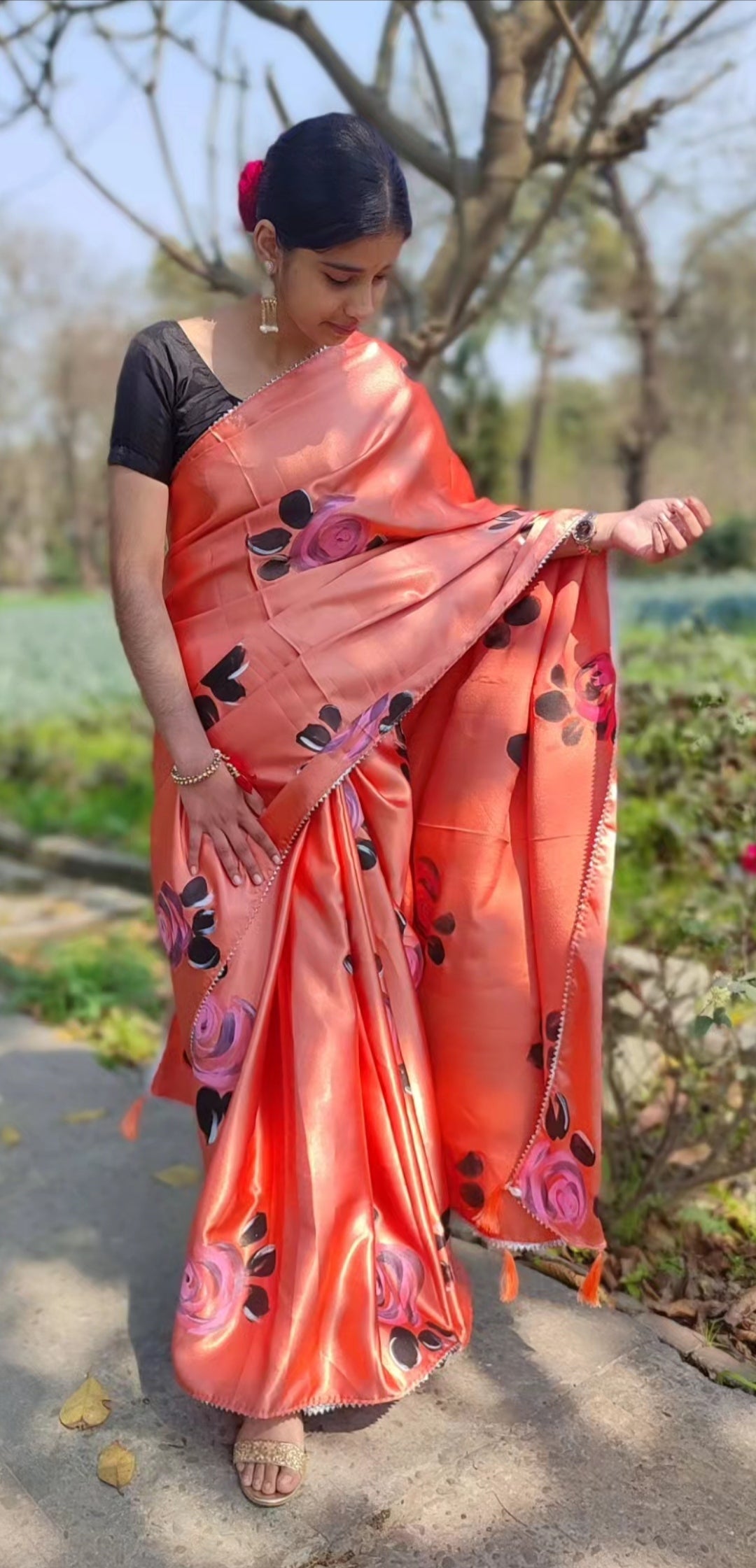 Hand-painted silk saree