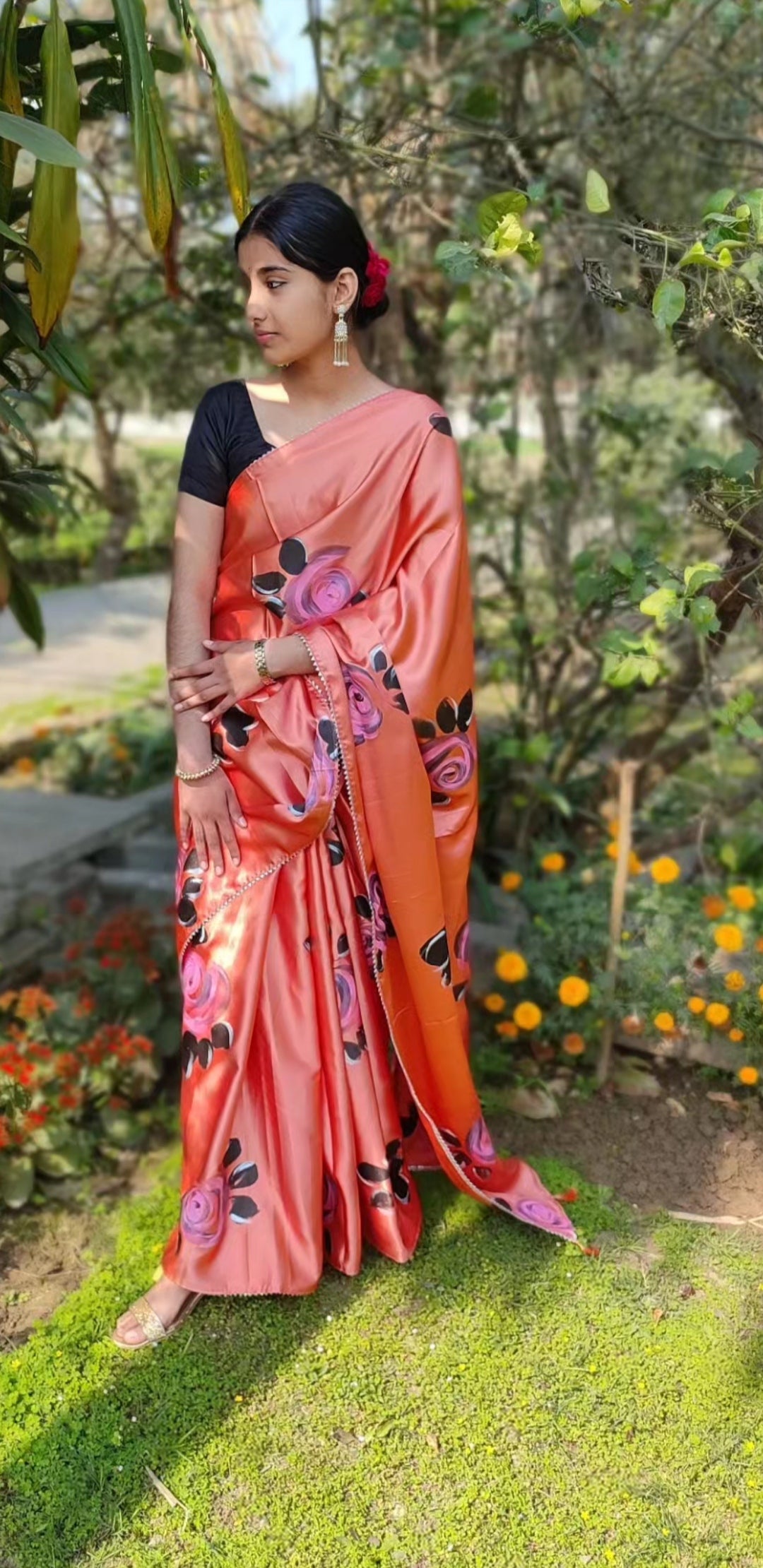 Hand-painted silk saree