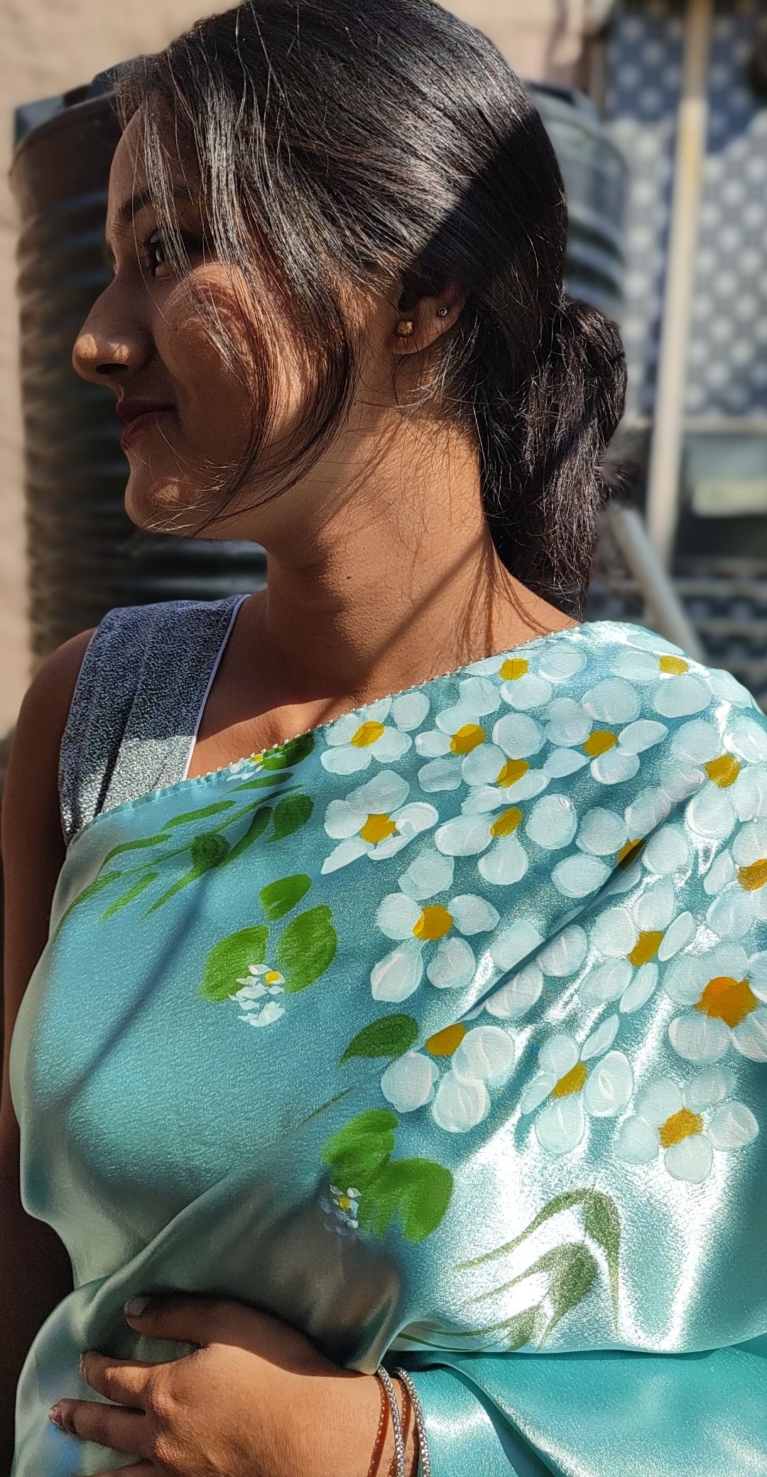 Hand-painted  silk saree.