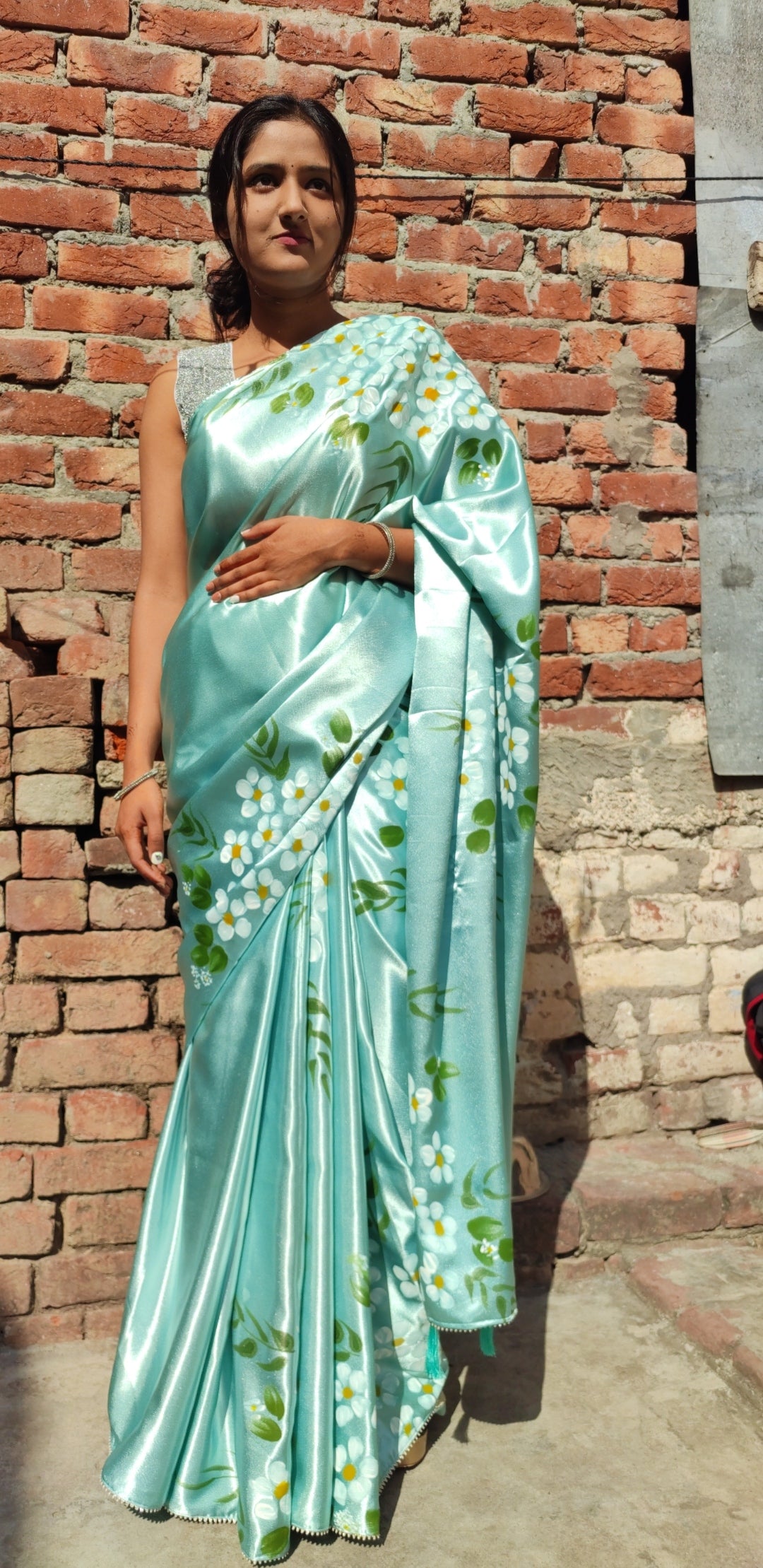 Hand-painted  silk saree.