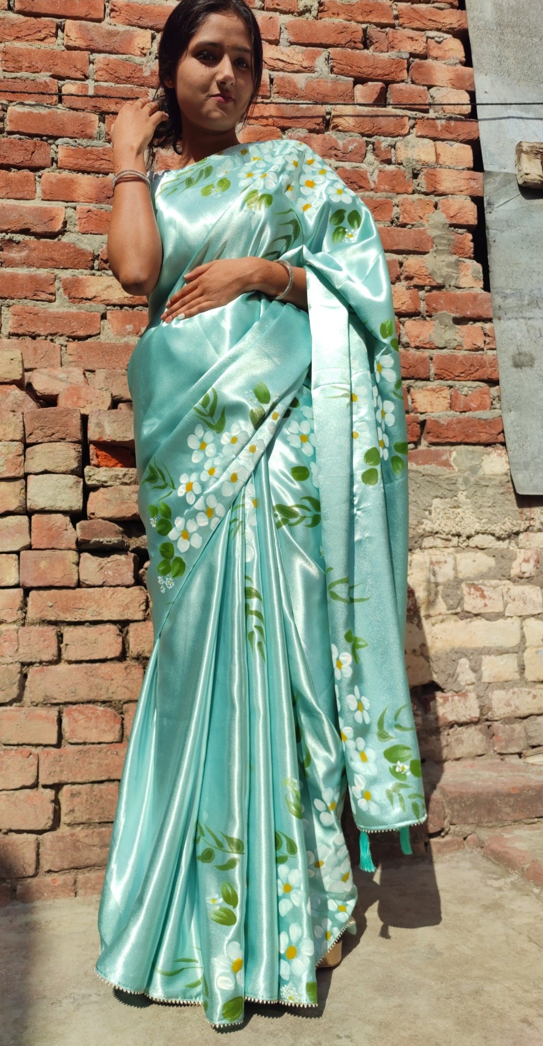 Hand-painted  silk saree.