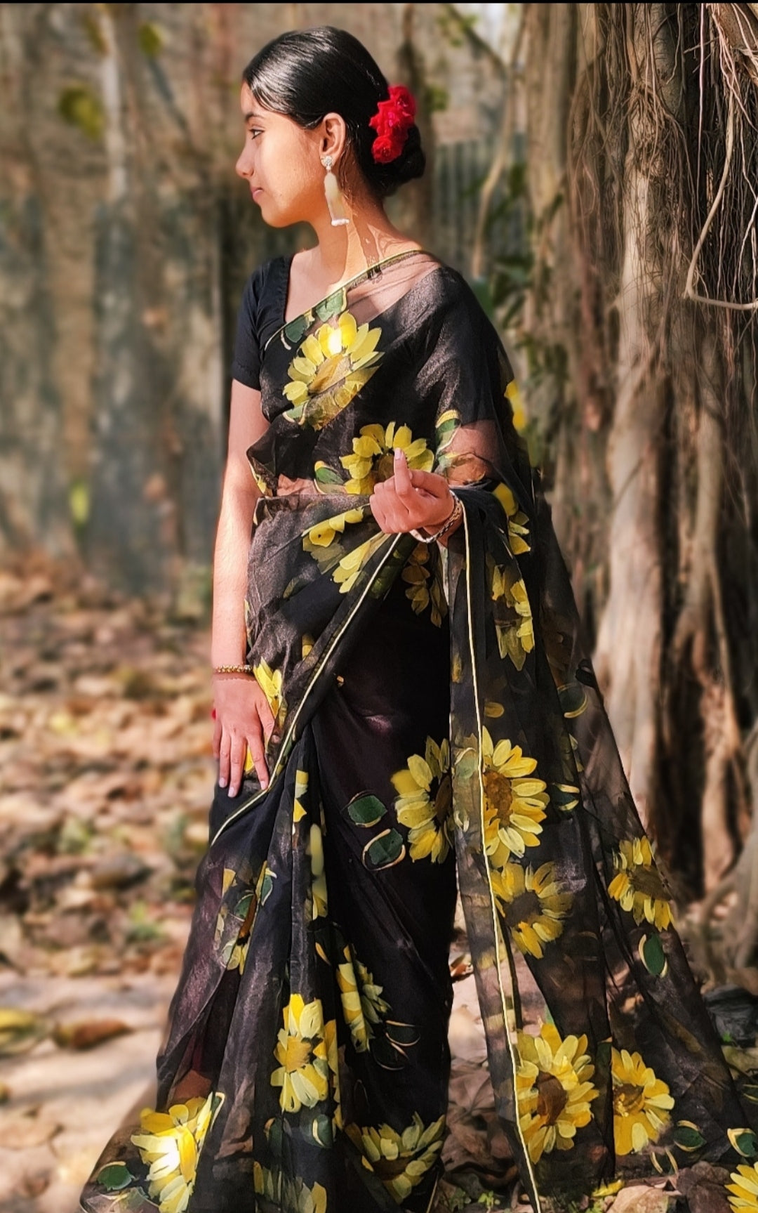 Hand-painted organza saree