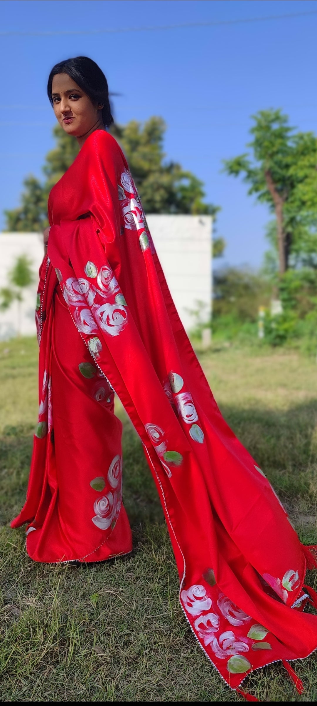 Hand-painted silk saree