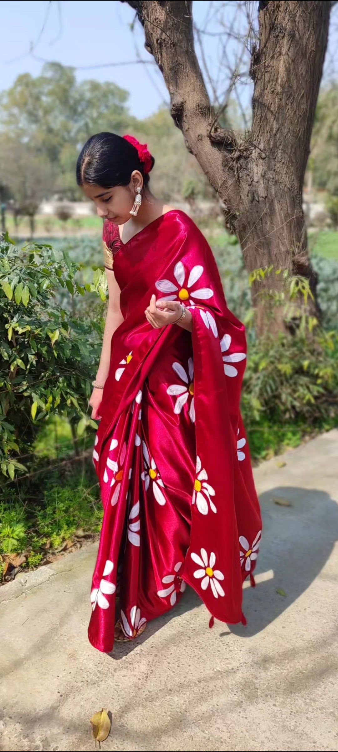 Hand-painted  silk saree