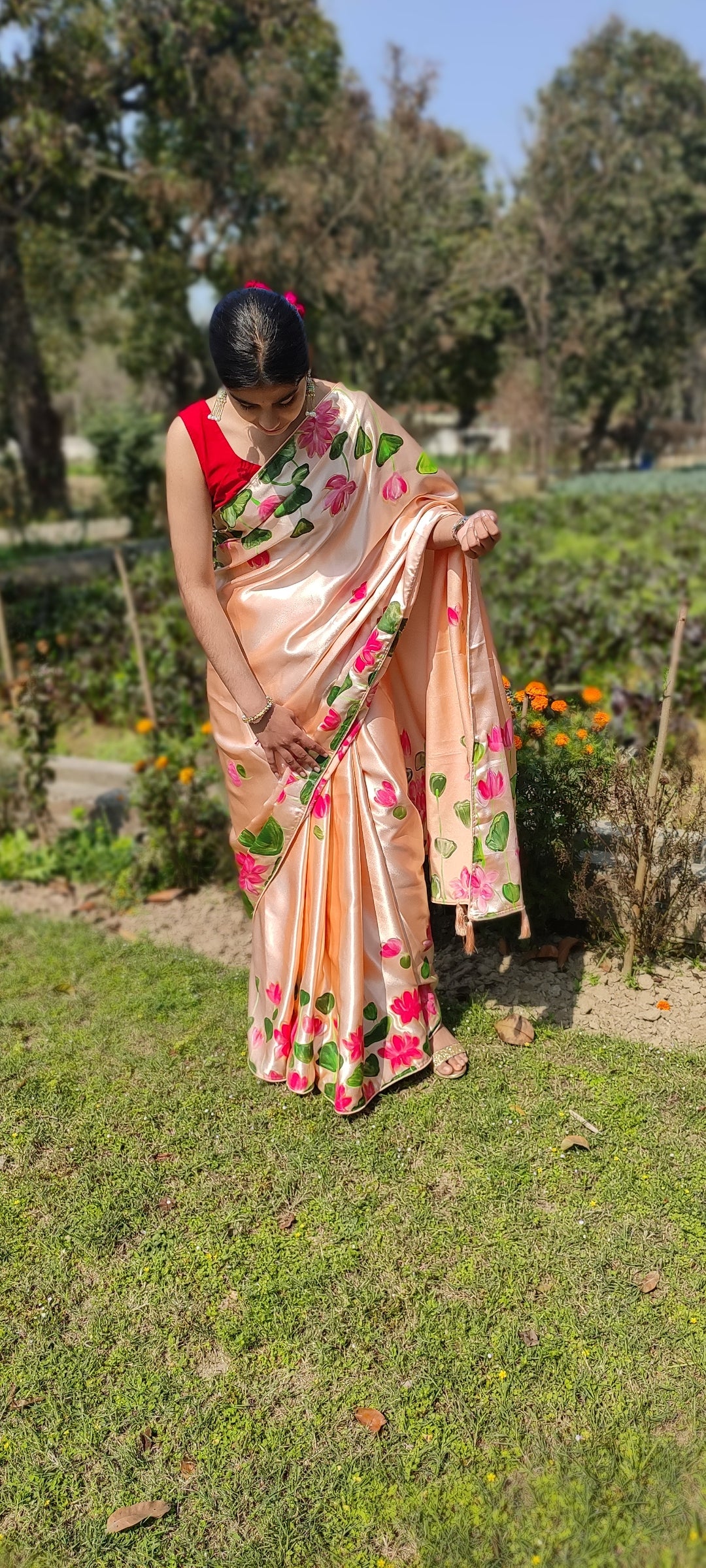 Hand-painted  silk saree