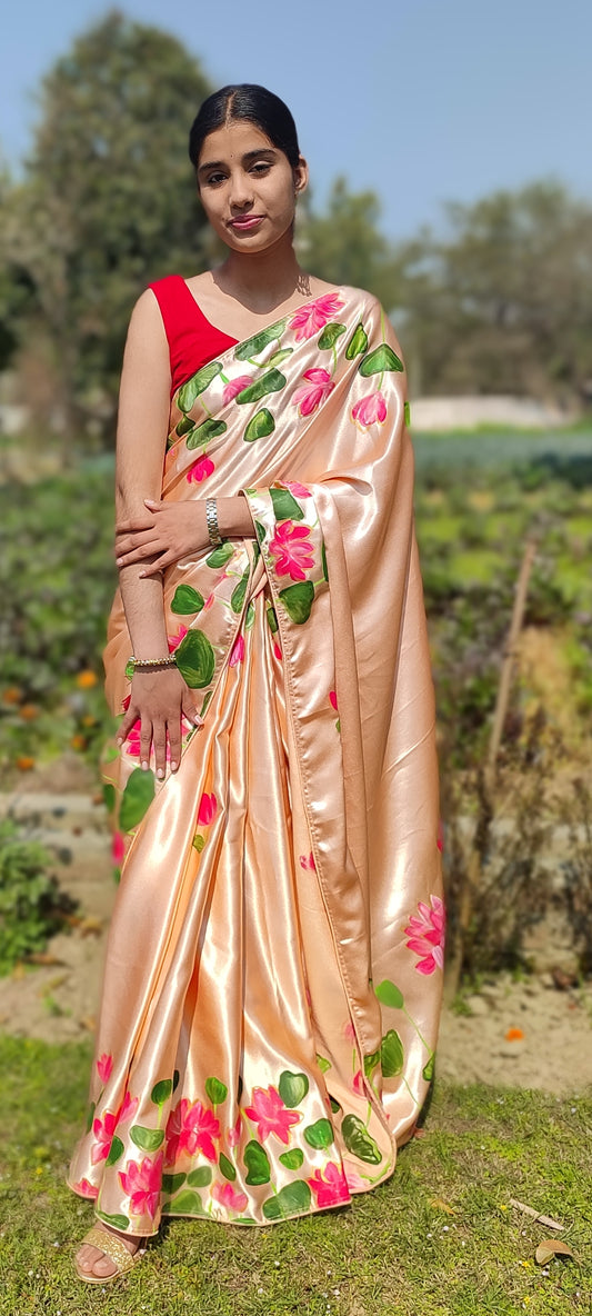 Hand-painted  silk saree