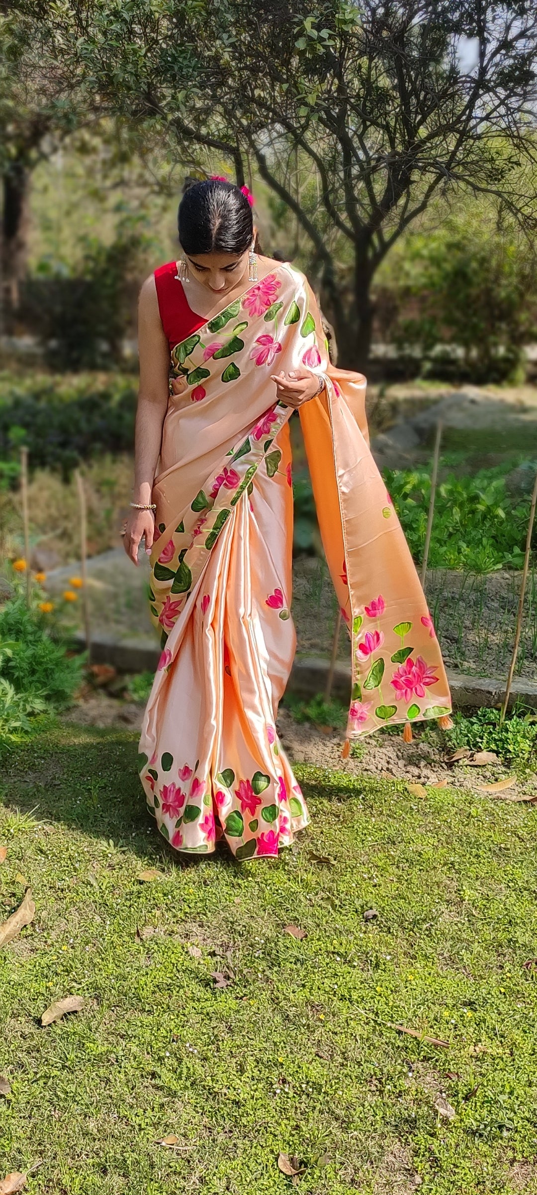 Hand-painted  silk saree