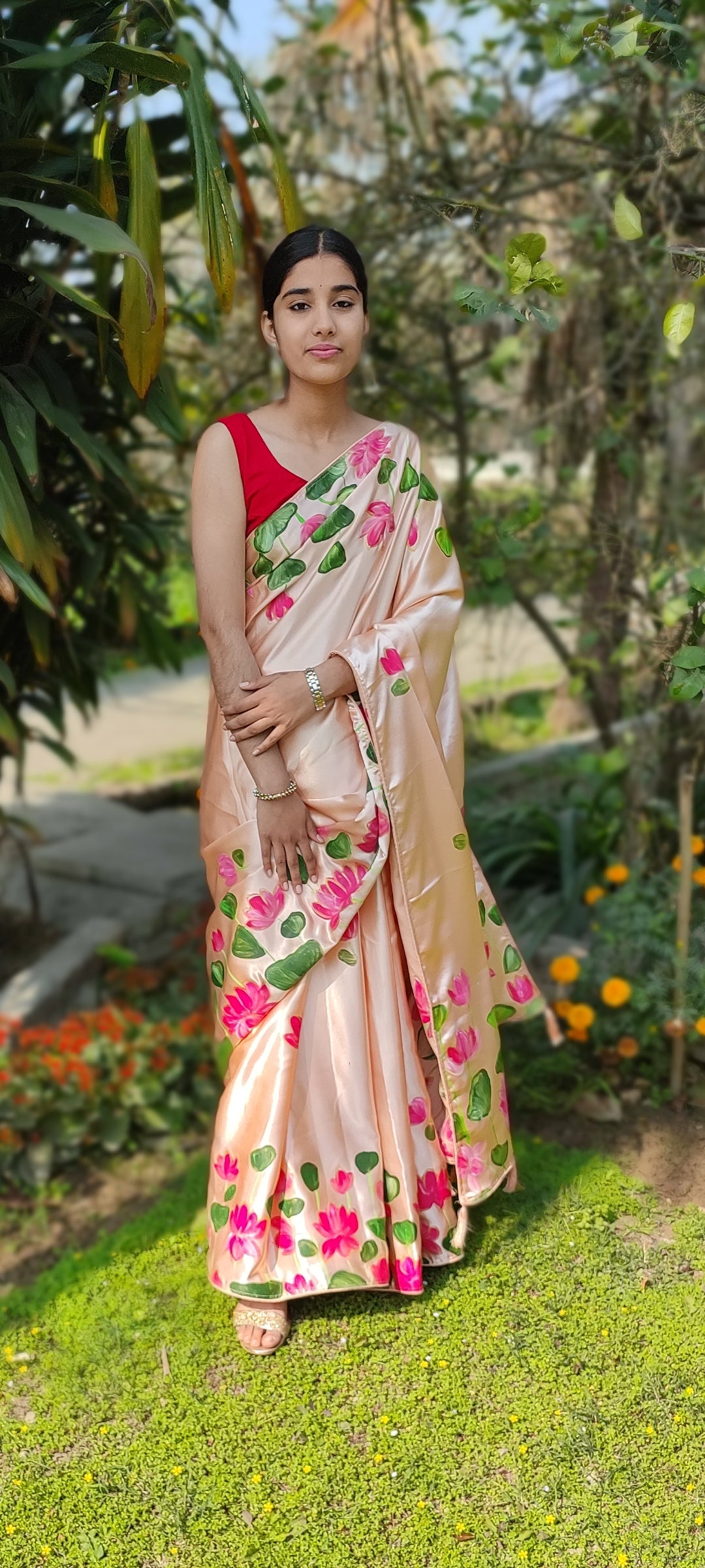 Hand-painted  silk saree