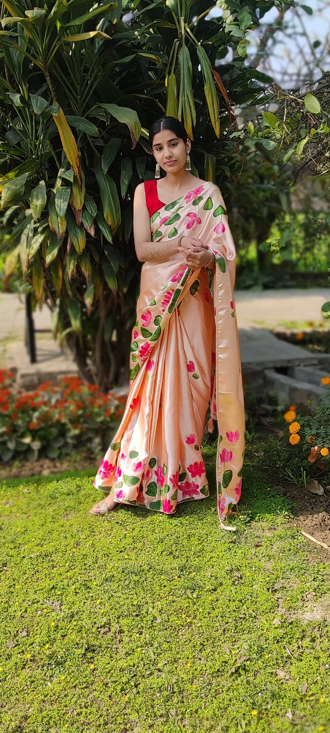 Hand-painted  silk saree