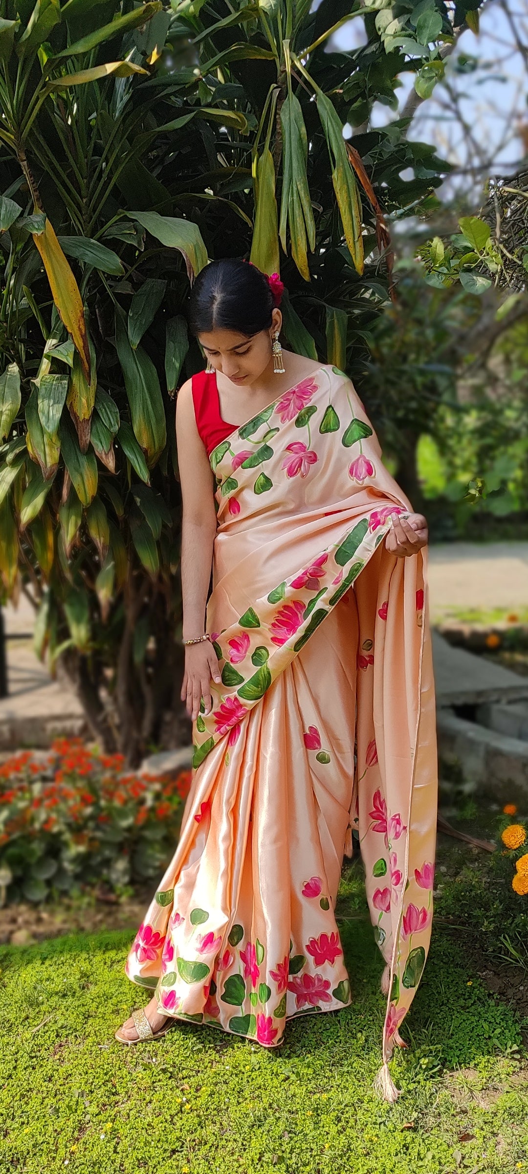 Hand-painted  silk saree