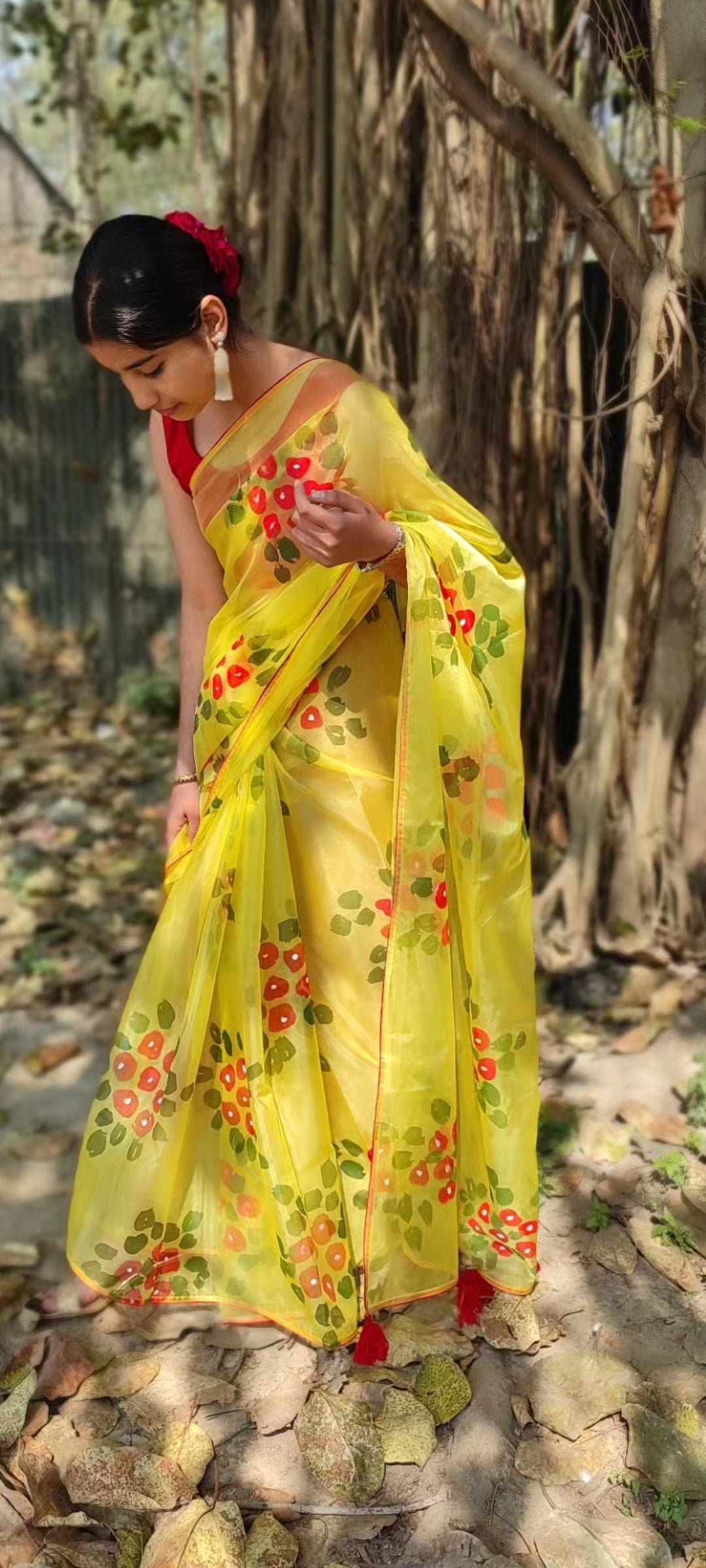 Hand-painted  organza saree