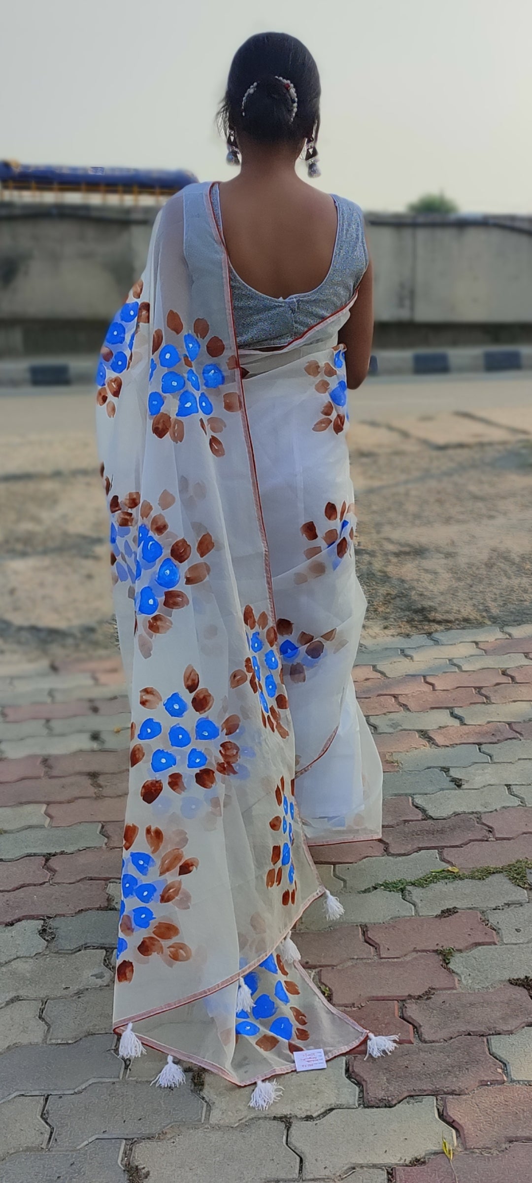 Handpainted organza saree