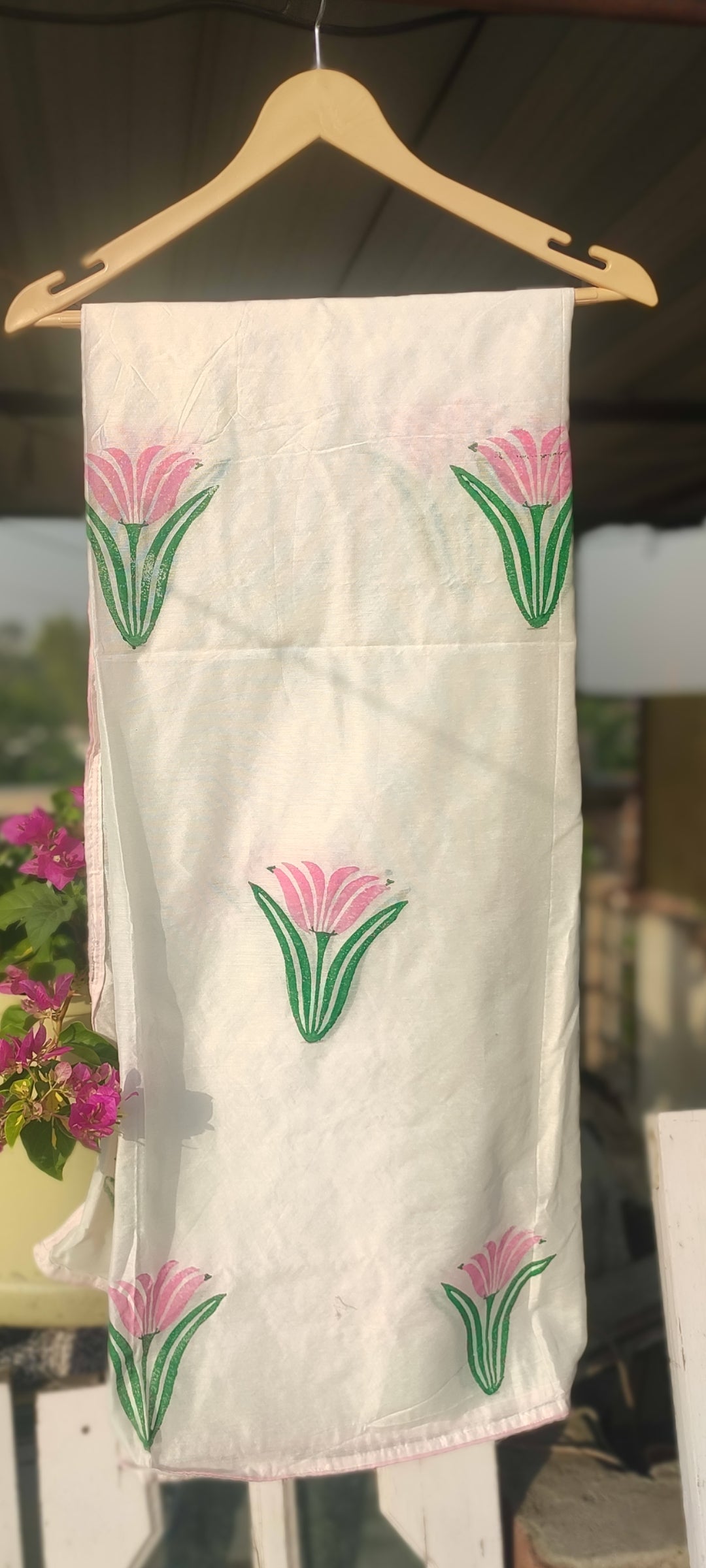 Hand block chanderi silk salwaar suit