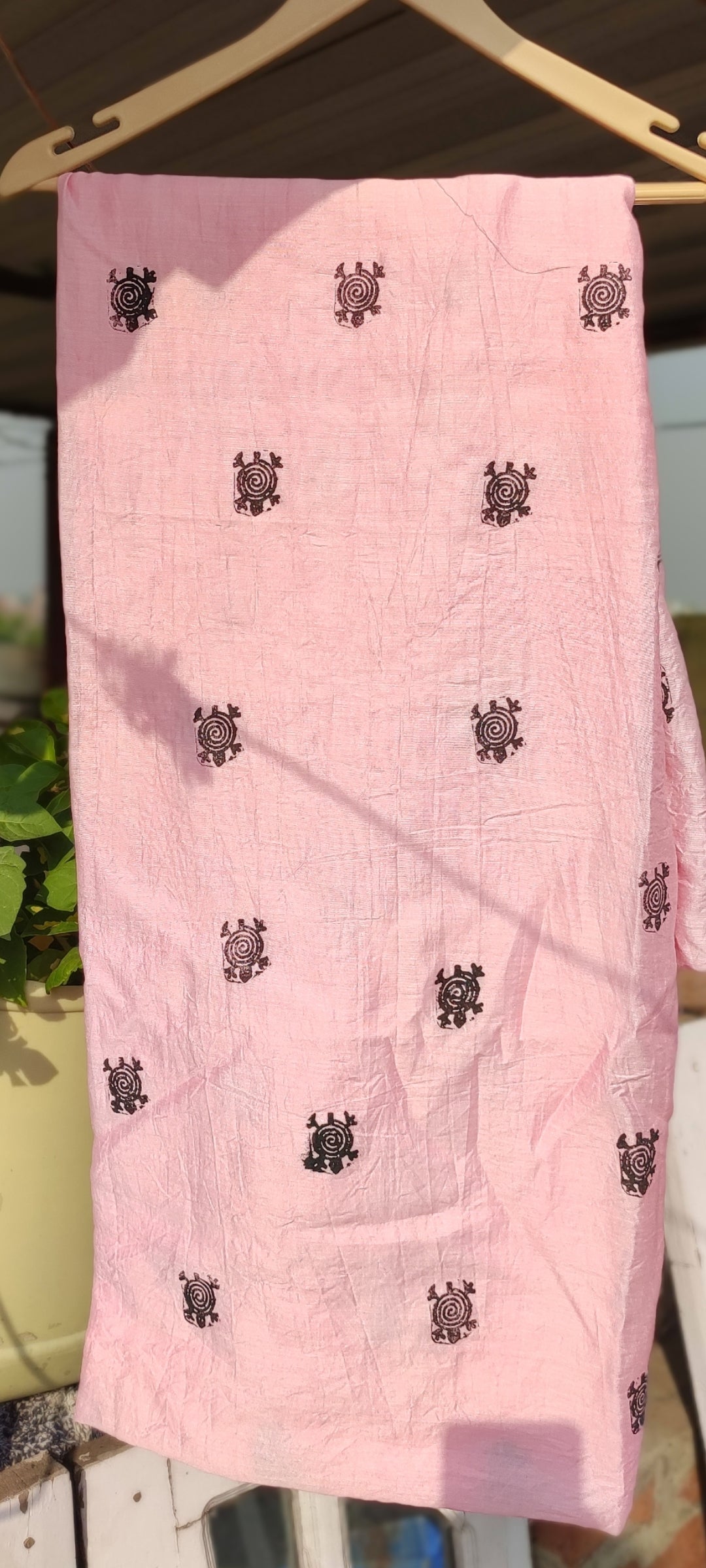 Handblock chanderi silk suit