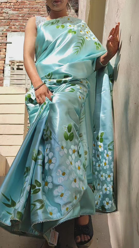 Hand-painted  silk saree.