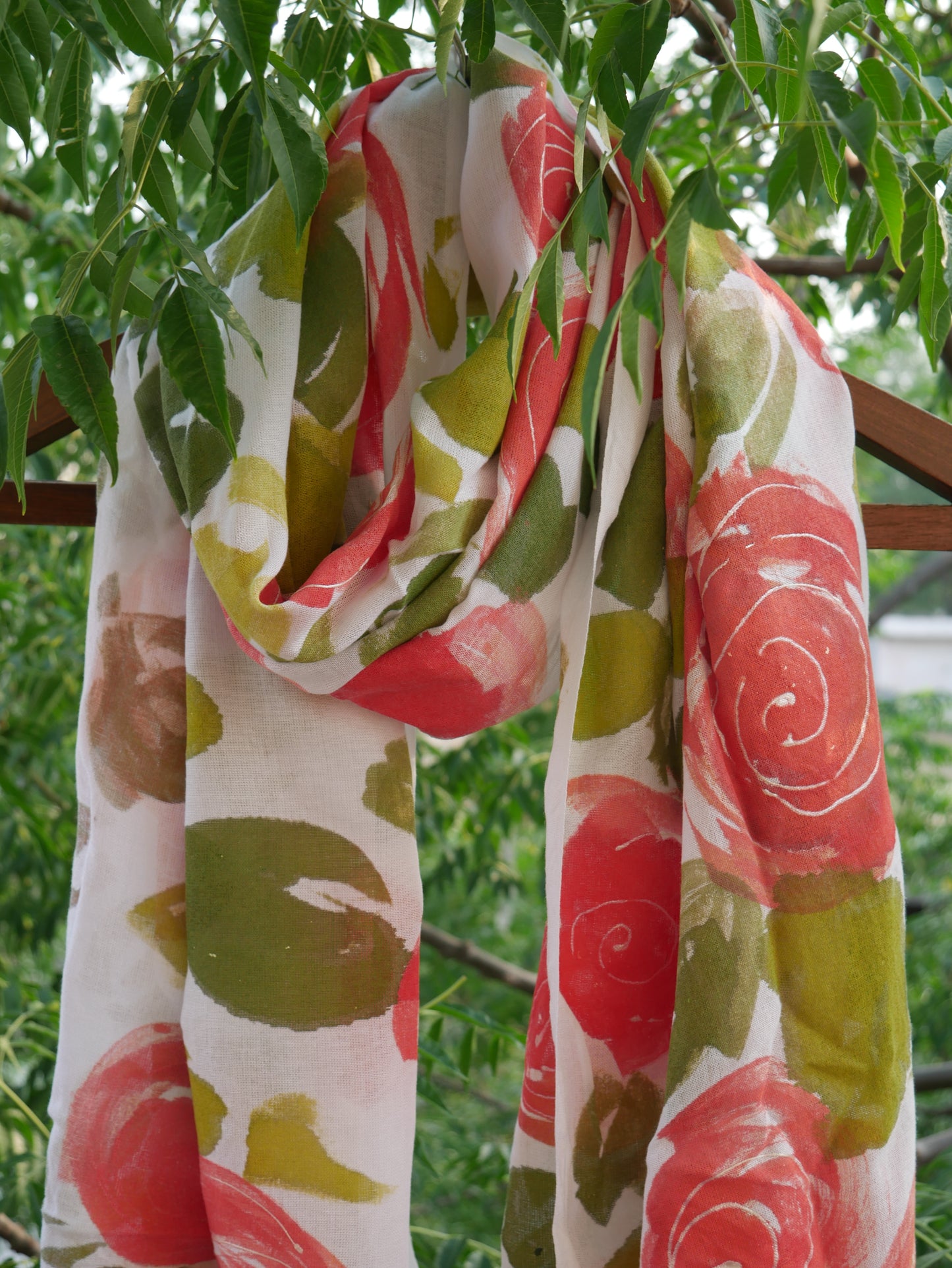 Floral handpainted rose scarfe