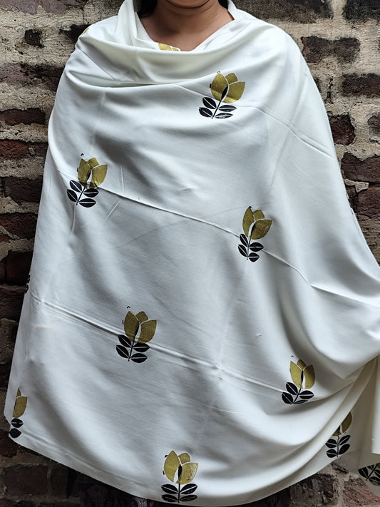 Handblock woolen shawl