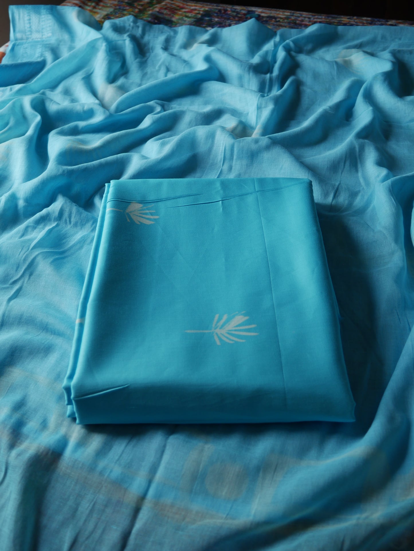 Blue pure cotton handblock shibori suit