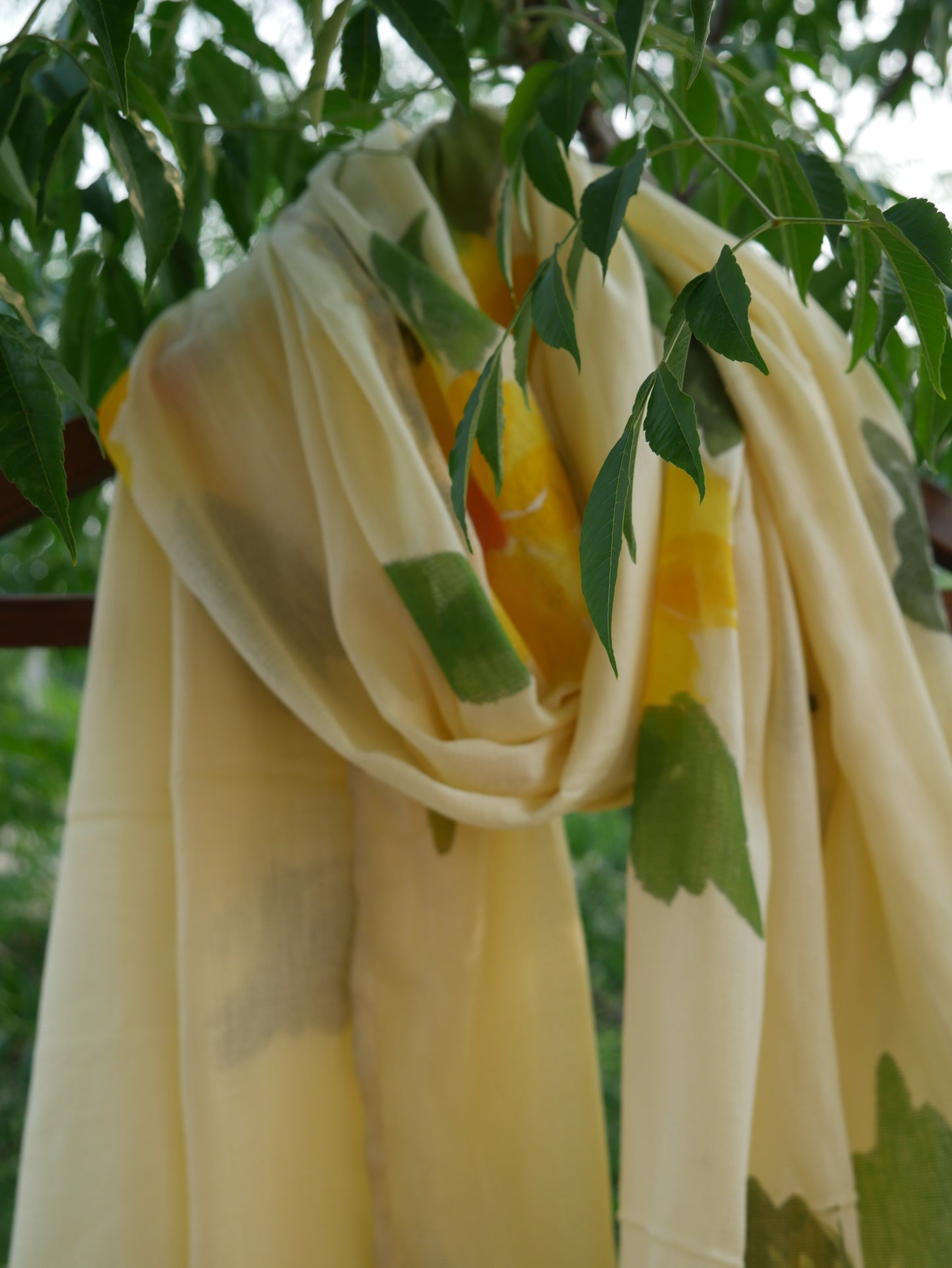 Lemon yellow handpainted sunflower scarf